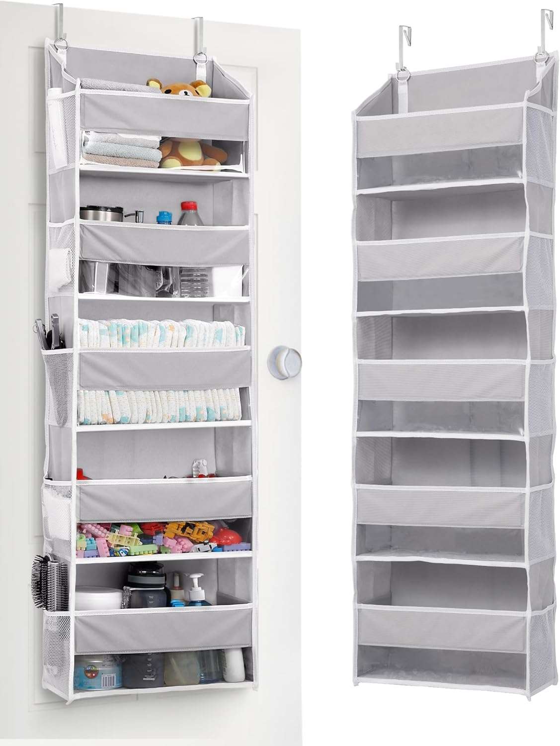 ULG 1 Pack Over Door Organizer with 5 Large Pockets 10 Mesh Side Pockets, 44 lbs Weight Capacity