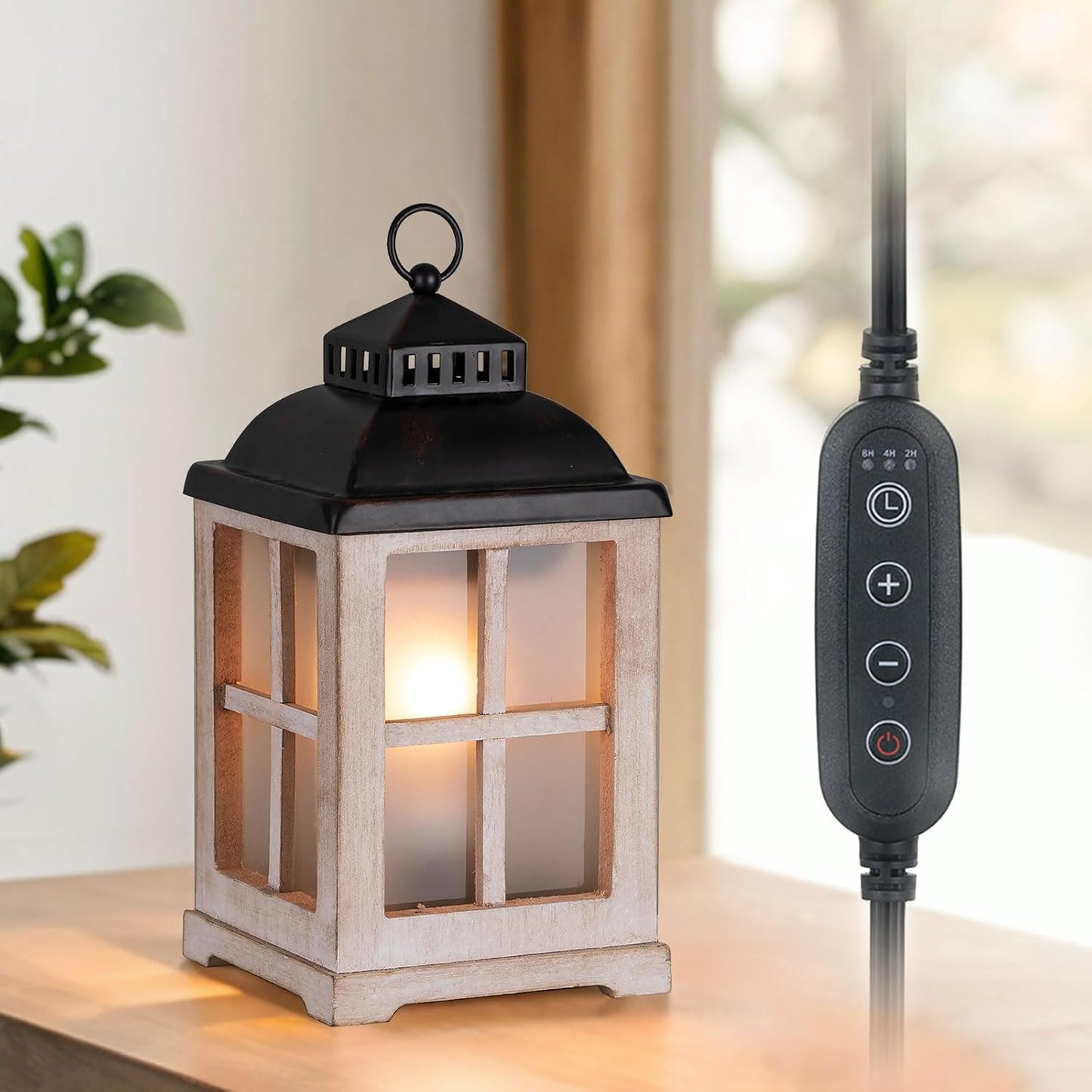 Wax Melt Warmer with Timer: Farmhouse Lantern Candle Warmer Electric Tart Burner with Lid for