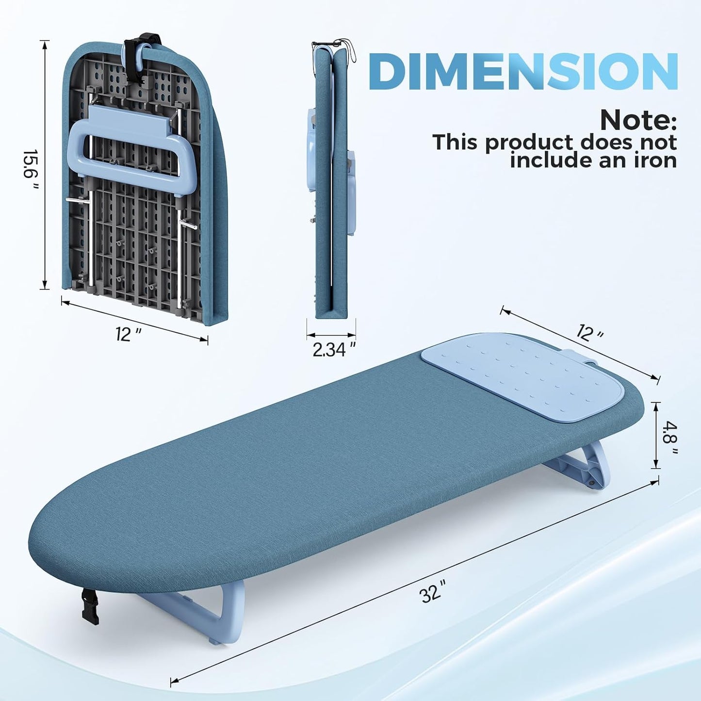 KINGBOARD Tabletop Ironing Board, Small Ironing Board with Iron Mat, Foldable Mini Iron Board, Easy