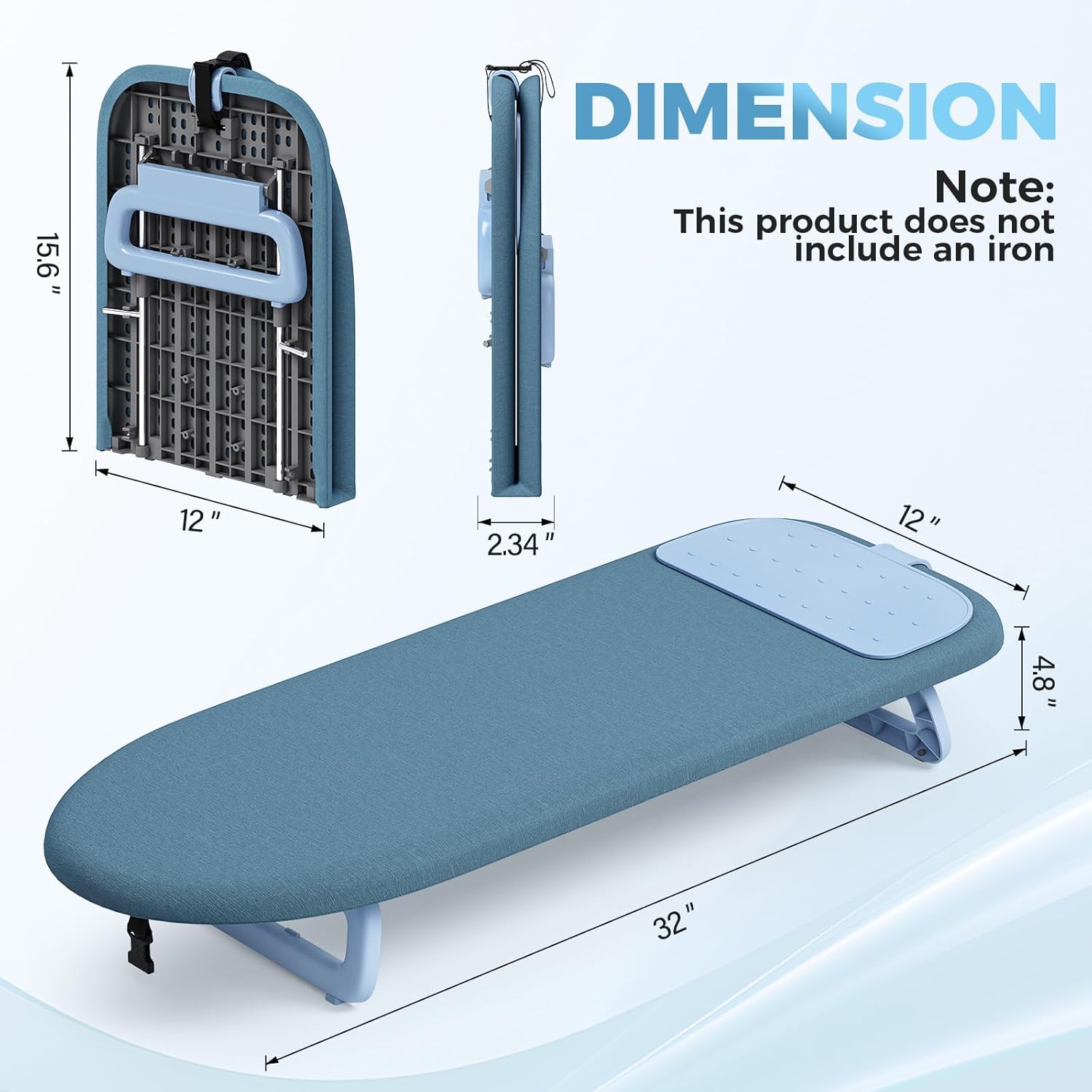 KINGBOARD Tabletop Ironing Board, Small Ironing Board with Iron Mat, Foldable Mini Iron Board, Easy