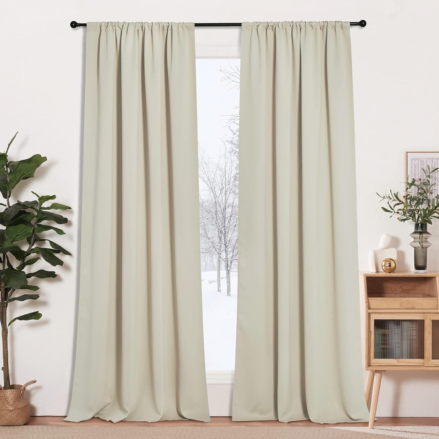 RYB HOME Blackout Curtains for Living Room, Large Window Shades for Bay Window Dining Parlor