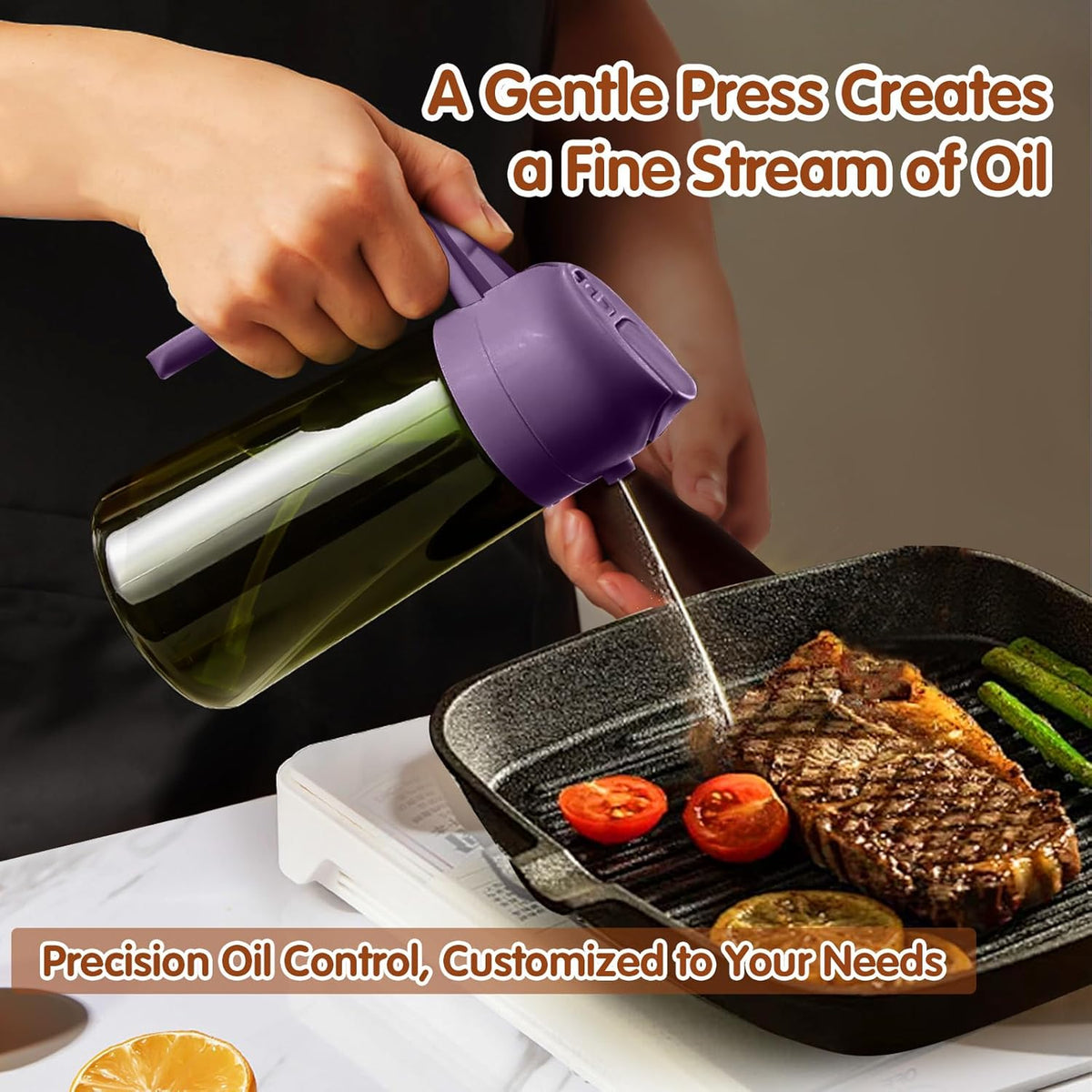 YARRAMATE 2Pcs 16oz/470ml Dark Green Oil Sprayer for Cooking with Stickers, Food-grade Premium 2 in
