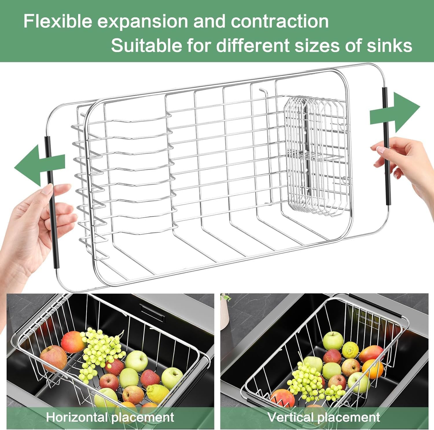 Small Dish Drainer Rack in Sink Adjustable, Expandable Stainless Steel Metal Dish Drying Rack