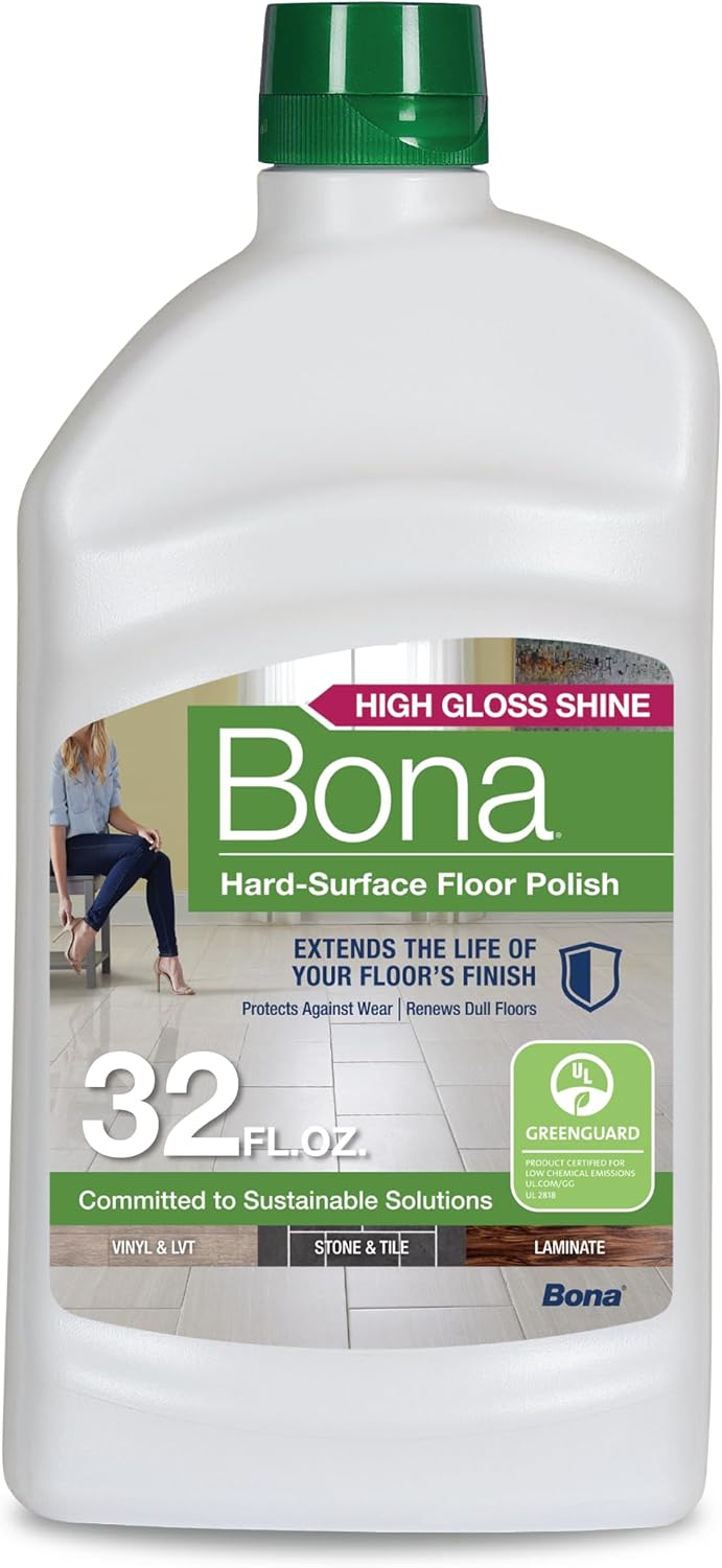 Bona Multi-Surface Floor Polish - 32 fl oz - High Gloss Shine - Protects and Renews Stone, Tile