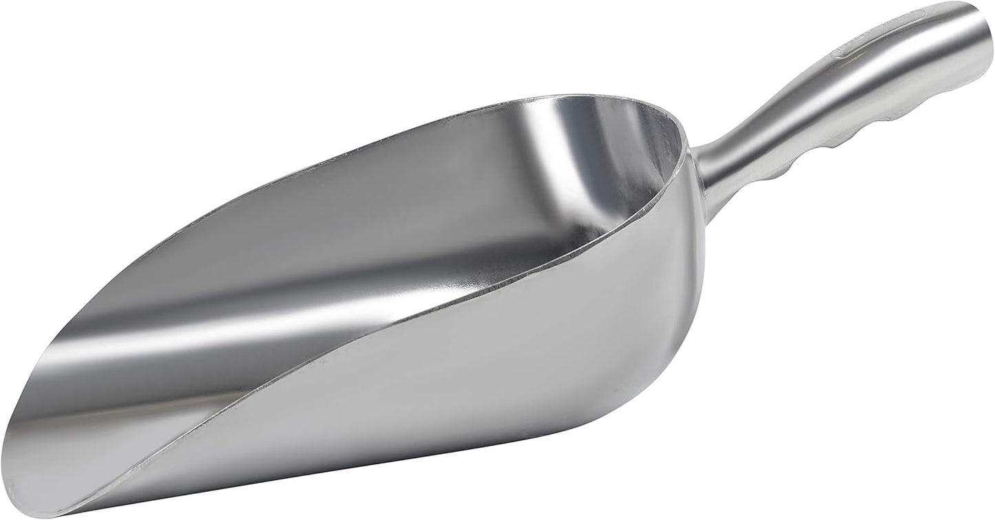 Cast Aluminum Utility Scoop - 58 oz. - Round Bottom, ice scoop For Multi-Purpose Use, With Finger