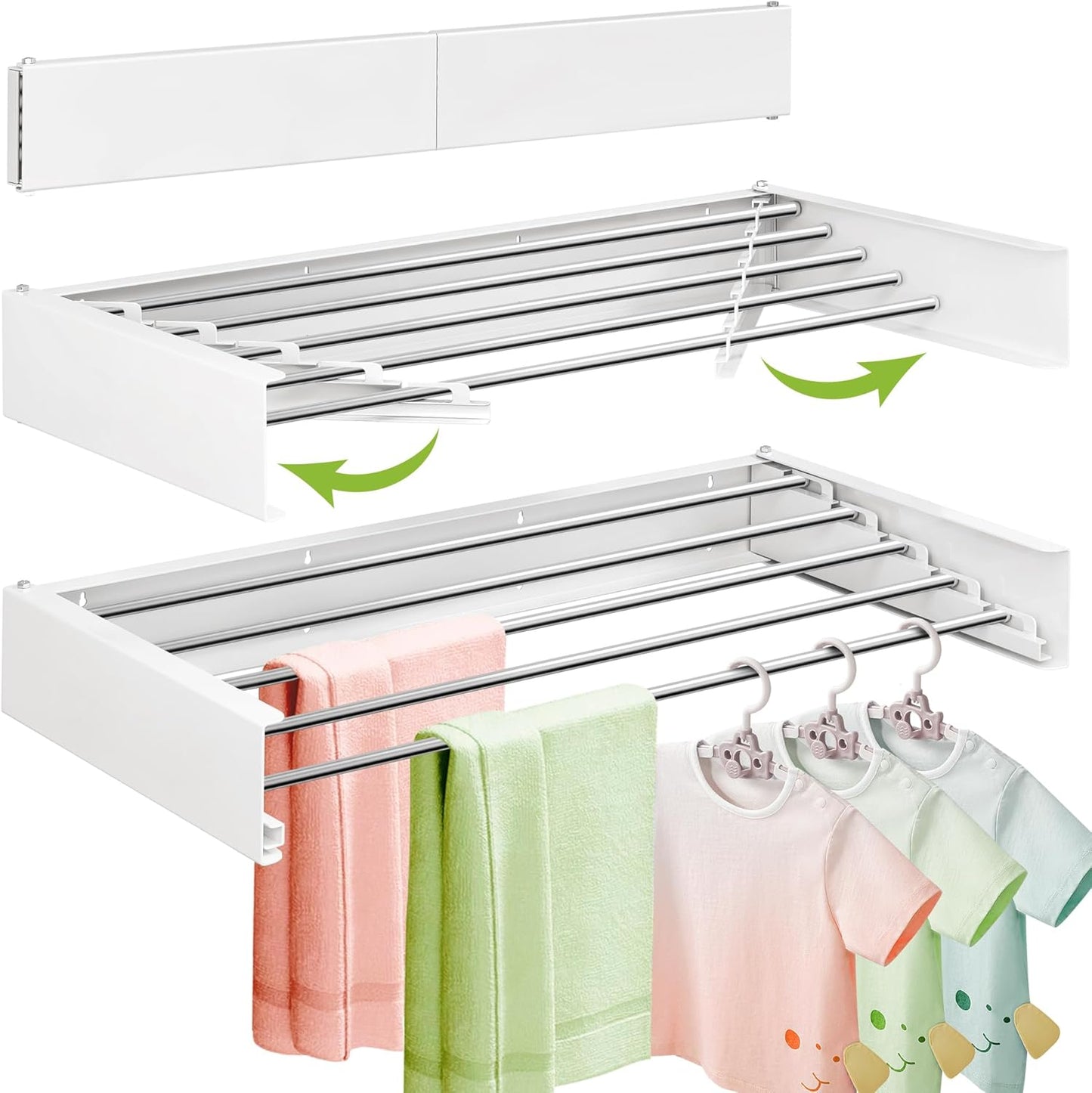 Wall Mounted Clothes Drying Rack 32 inches,Foldbale Laundry Drying Rack Wall Mount,Drying Rack