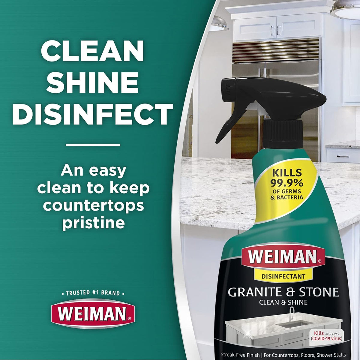 Weiman Disinfecting Granite & Stone Daily Cleaner and Sealer Kit - For Granite, Marble, Quartz