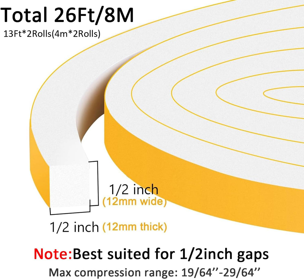 Window Insulation Weather Stripping, High Density Insulation Tape for Door, Soundproof Weatherproof