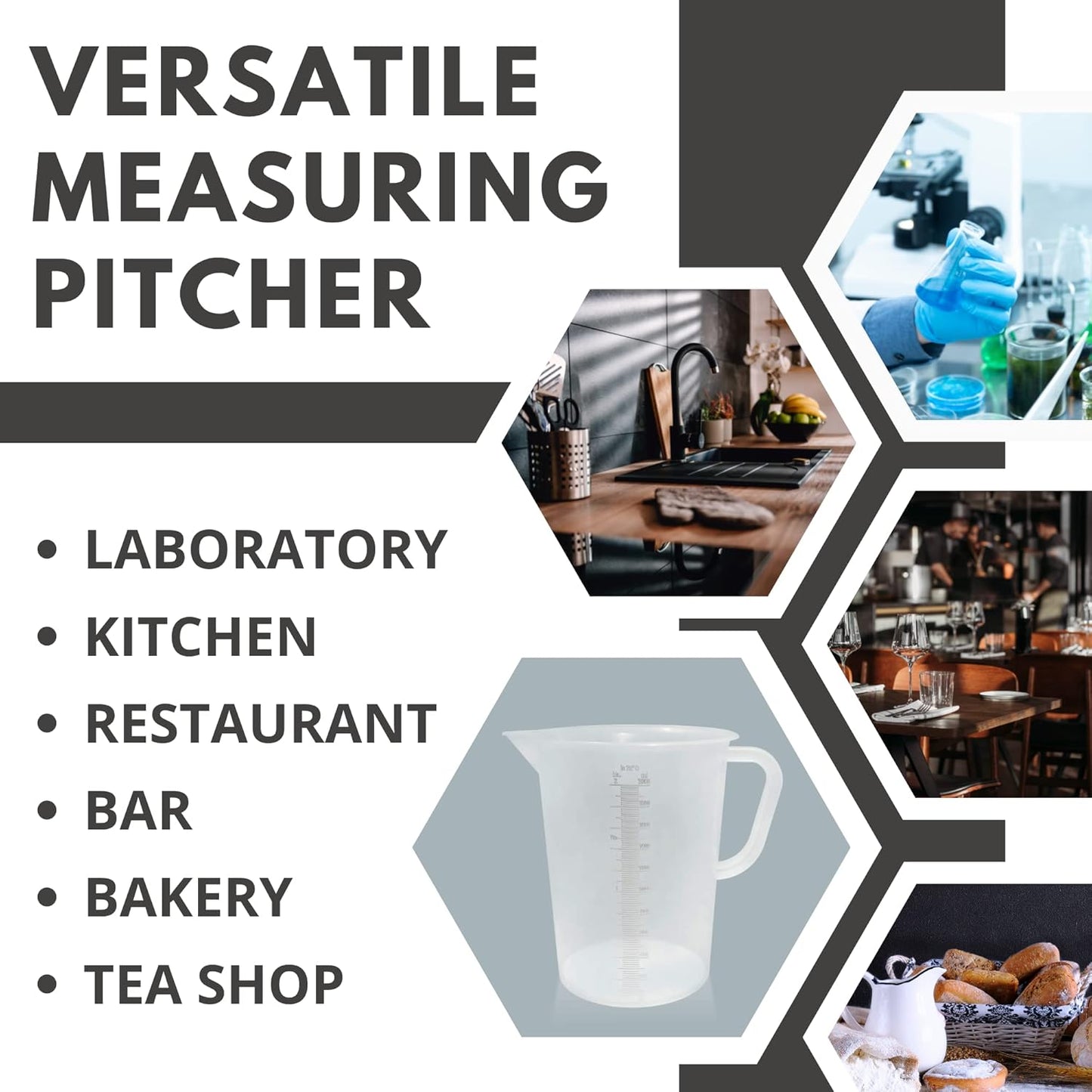 Appletofu Plastic Graduated Measuring and Mixing Pitcher - 2000ml Plastic Graduated Measuring