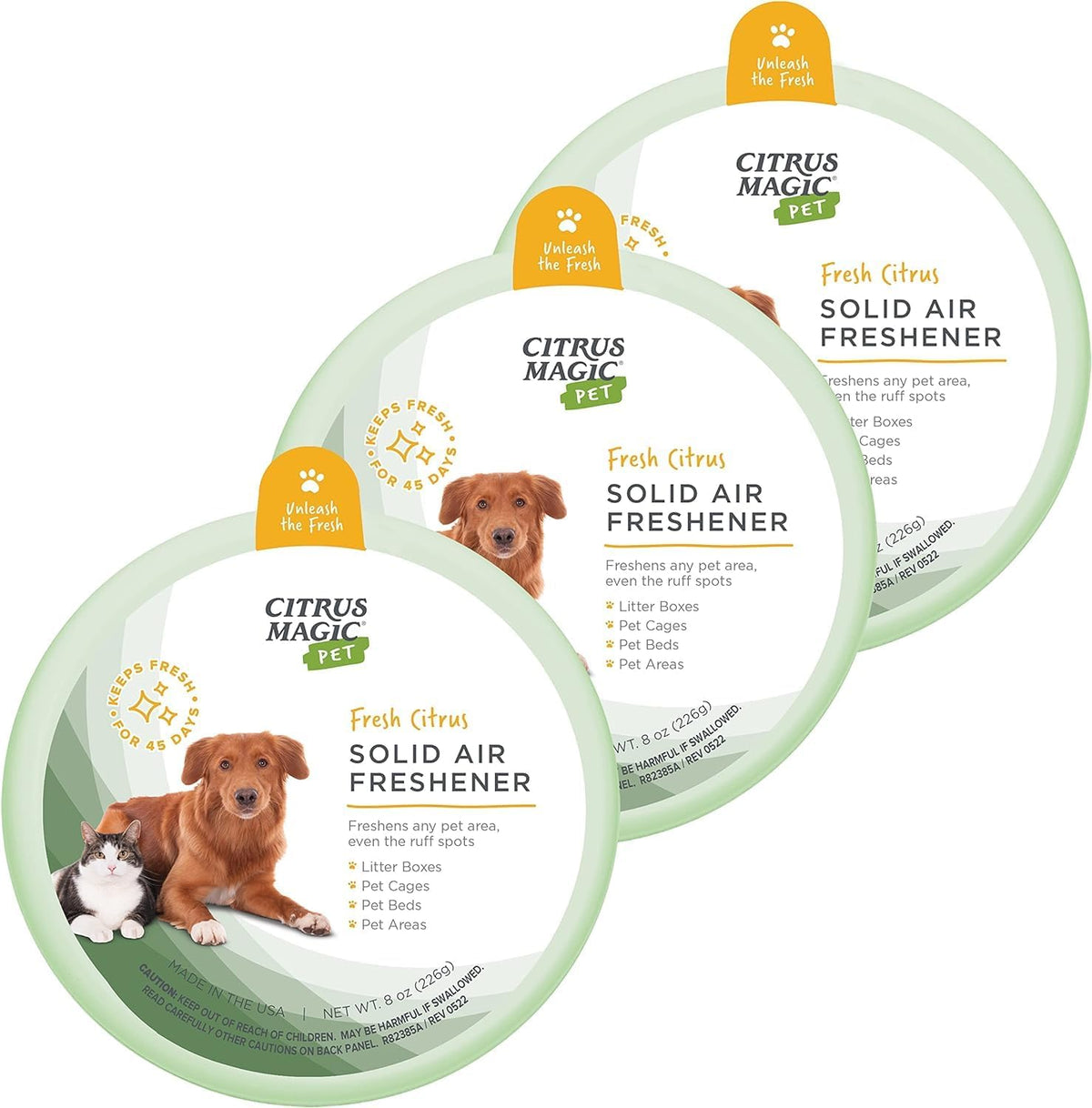 Citrus Magic Pet Odor Absorbing Solid Air Freshener for Home, Air Purifier, Fresh Citrus, Must have