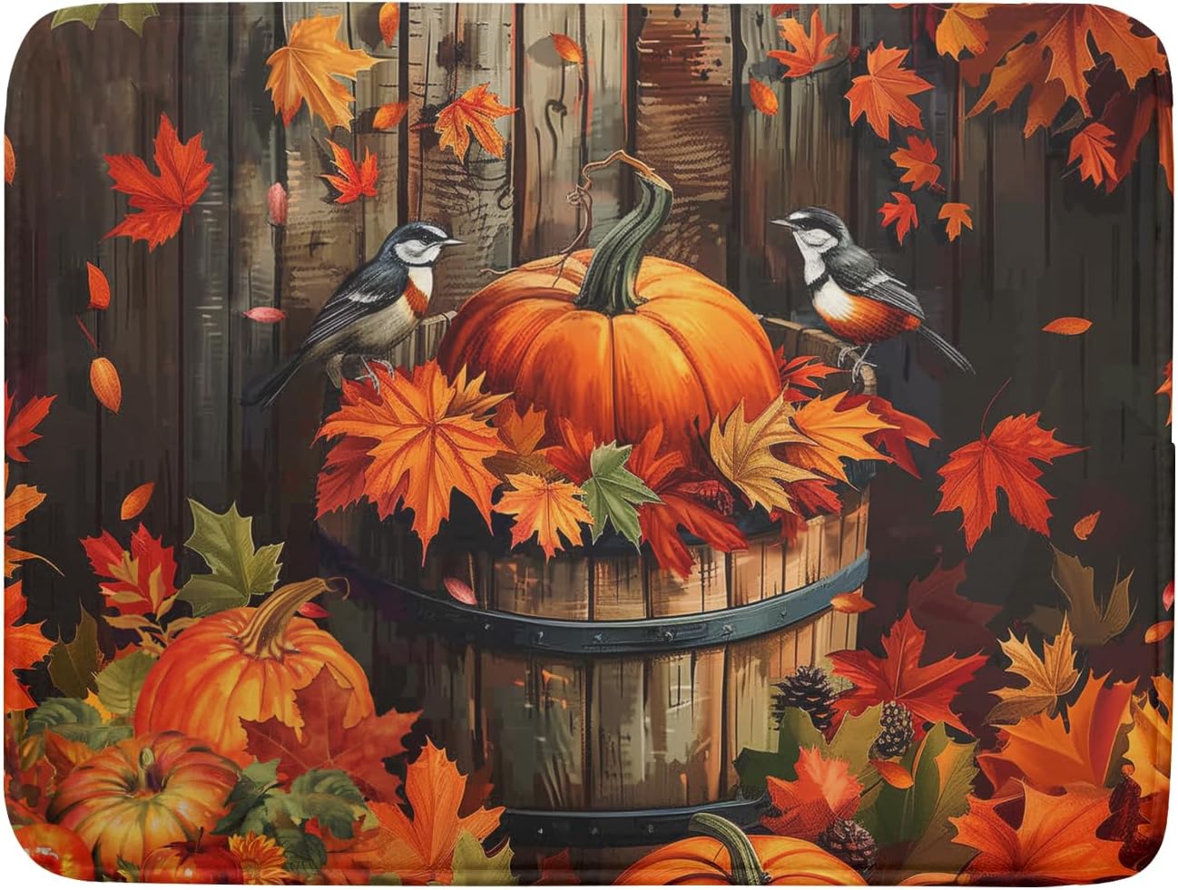 Fall Pumpkin Dish Drying Mat for Kitchen Counter 18x24 Inch Autumn Maple Leaves Microfiber Drying