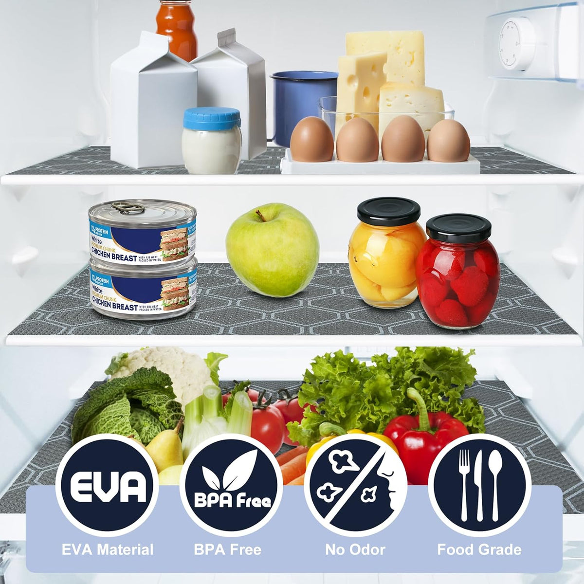 Non Adhesive Shelf Liner, Waterproof Drawer Liners for Kitchen Cabinet Refrigerator, No Slip
