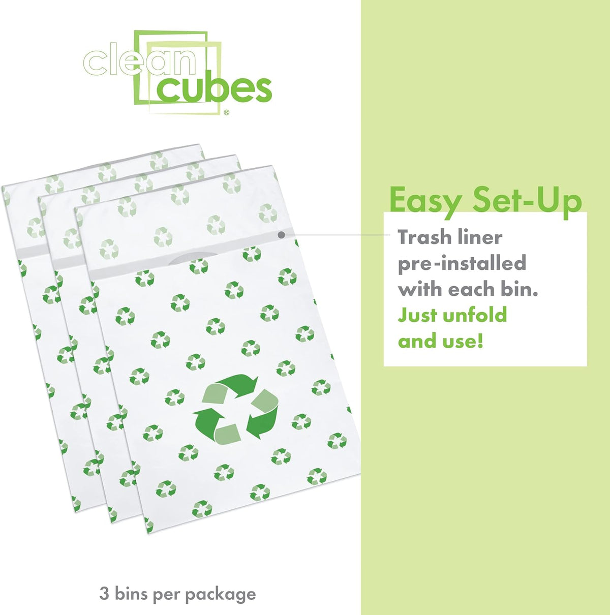 30 Gallon Disposable Pop-Up Trash Cans (3-Pack) with Fitted Bags – Foldable Garbage & Recycling