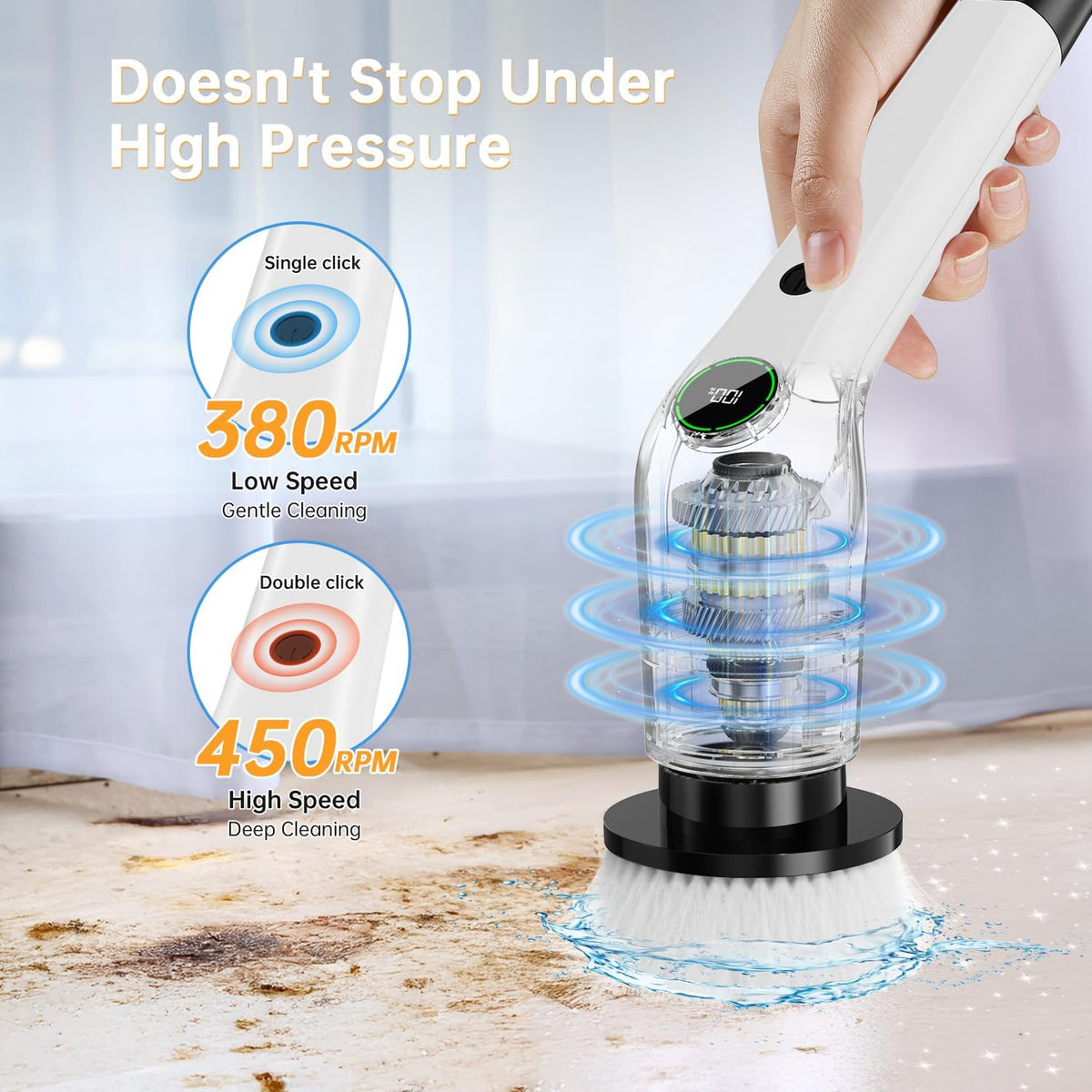 Electric Spin Scrubber, Cordless Shower Scrubber with 8 Scrub Brush, 2 Speed with Adjustable