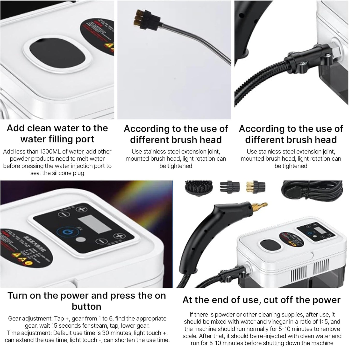 Irishom Steam Cleaner Handheld with 4pcs Accessories, Touch Screen 6 Levels Adjustable 15s Fast