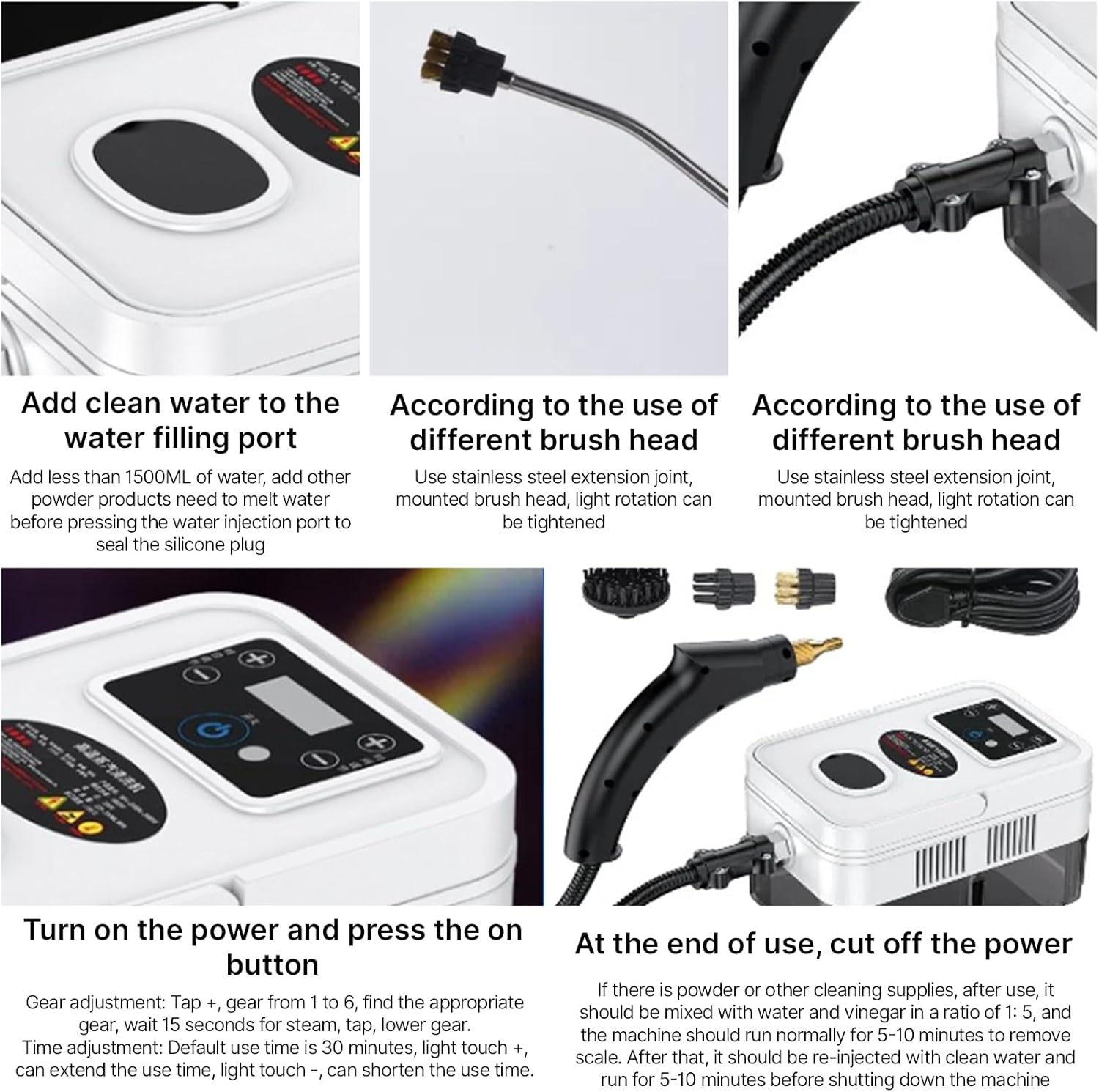 Irishom Steam Cleaner Handheld with 4pcs Accessories, Touch Screen 6 Levels Adjustable 15s Fast