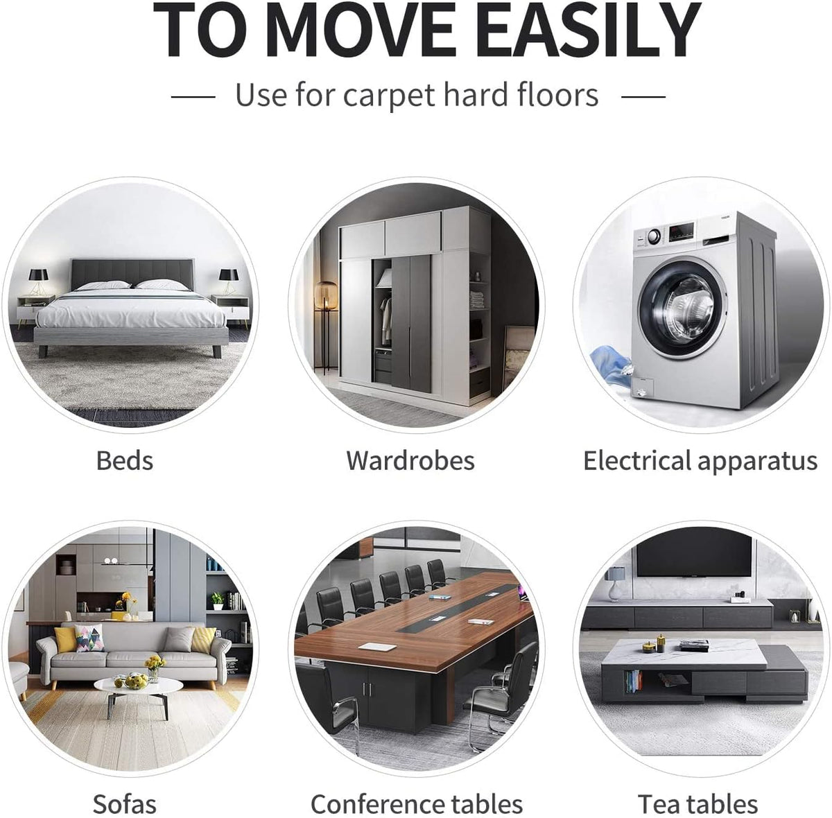 Ezprotekt 8 Pack Large Furniture Movers Sliders for Carpet, 9 1/2" x 5 3/4" Reusable Oval Furniture