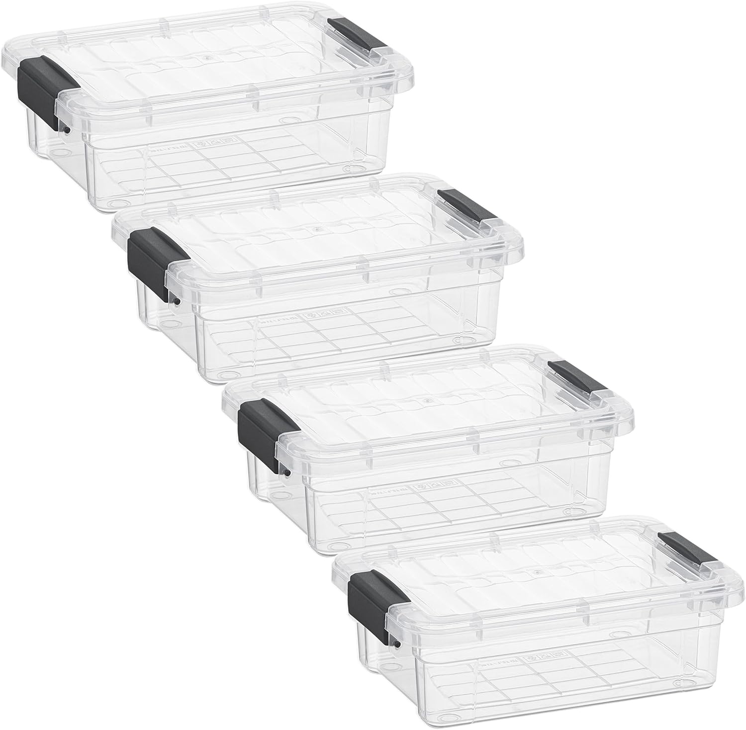 Superio Clear Storage Boxes with Lids, 1.27 Quart Plastic Container Bins for Organizing, Stackable