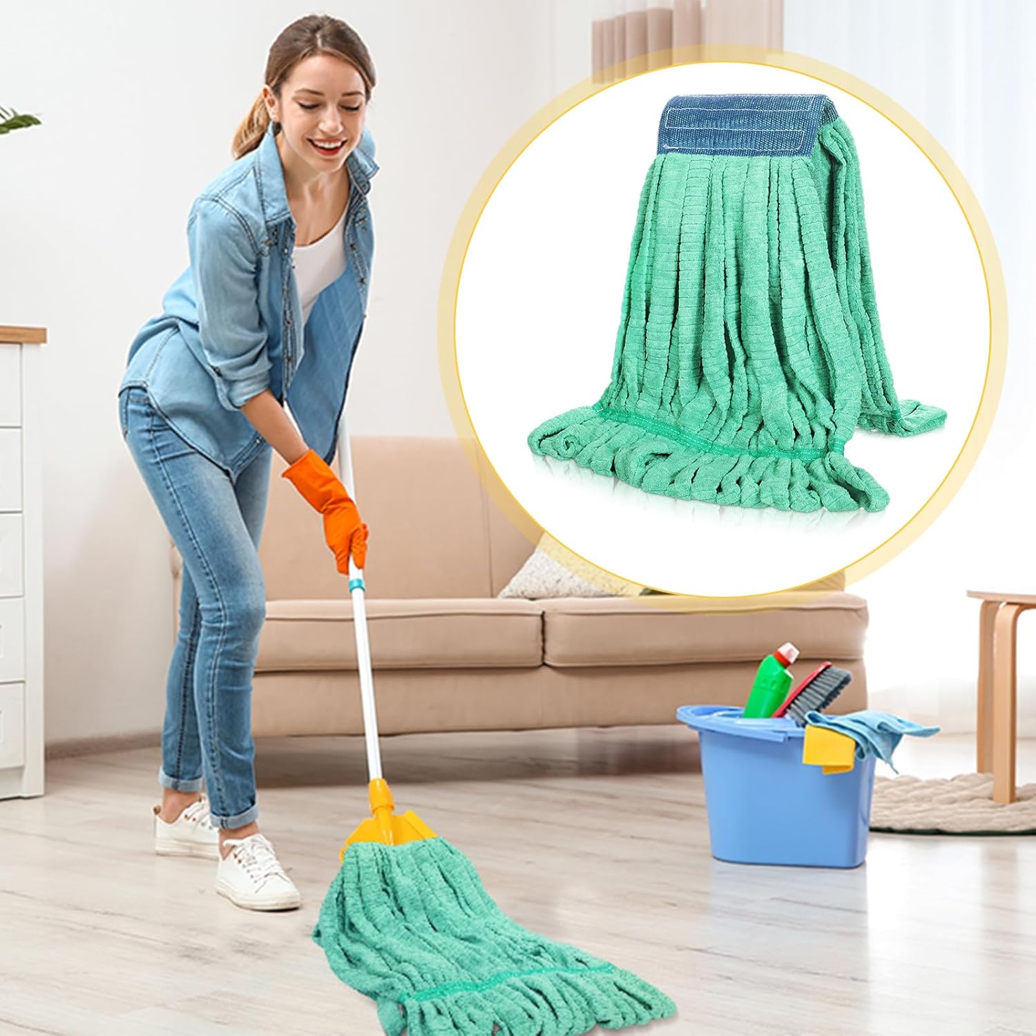 Lallisa 10 Pcs Commercial Mop Head Replacement Tube Microfiber Mop Heads for Floor Cleaning