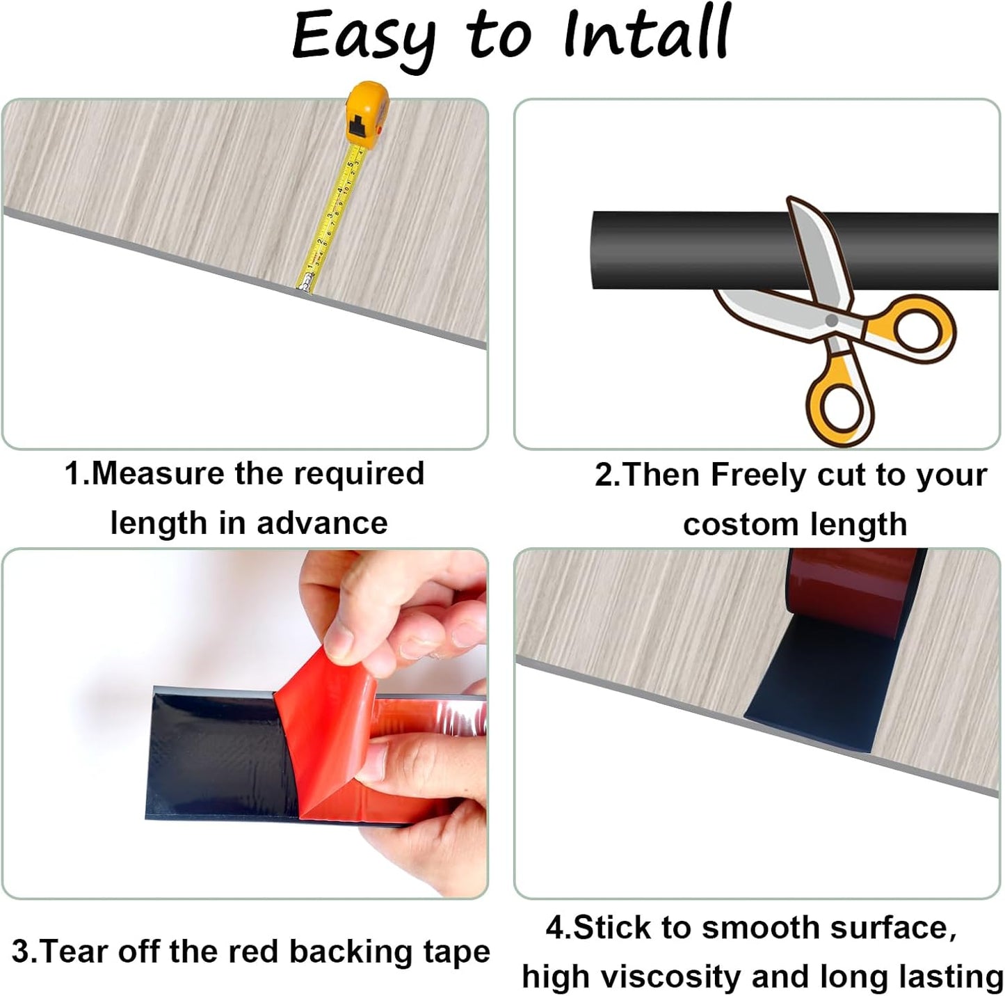 Floor Transition Strip & Self Adhesive Floor Vinyl Floor Edge Trim Laminate Floor Gap Covering