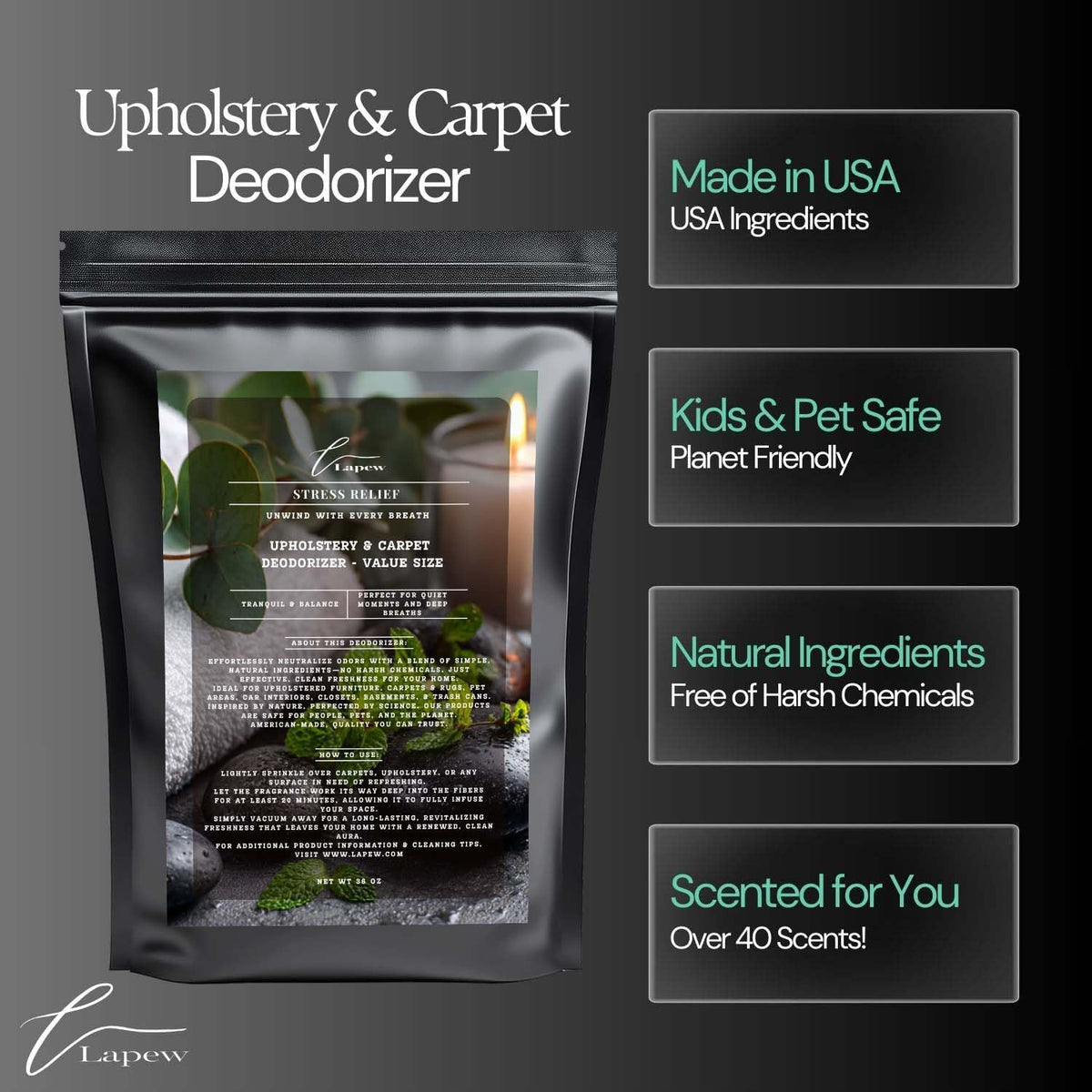 Stress Relief Carpet Freshener Powder Refill 36 oz | Powerful Odor Eliminator for Home | Upholstery