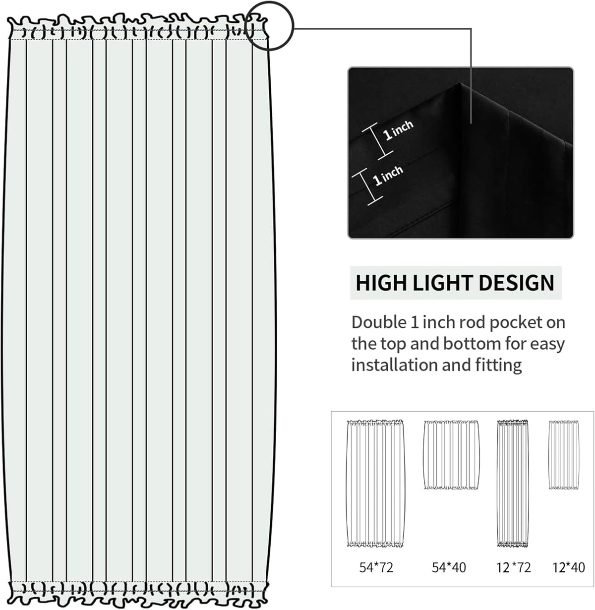 DWCN French Door Curtains – Rod Pocket Thermal Blackout Curtain for Window/Patio