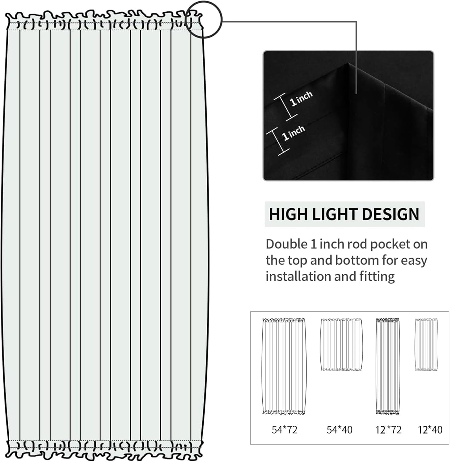 DWCN French Door Curtains – Rod Pocket Thermal Blackout Curtain for Window/Patio