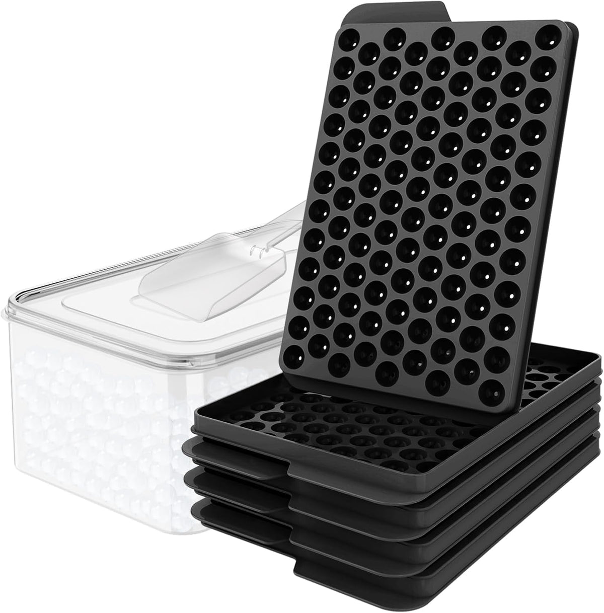 WIBIMEN Mini Ice Cube Trays, Small Tiny Round Pebble Crushed Nugget Ice Trays for Freezer with Lid