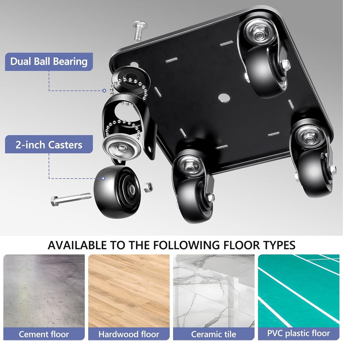 KEDSUM 2000LBS Furniture Movers with Wheels, Heavy Duty Furniture Dolly Set of 4, Dolly Kit