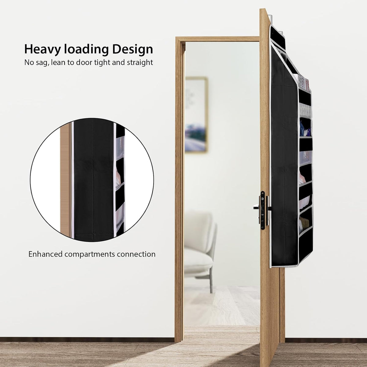 Univivi 5-Shelf Fabric Door Storage Over Door Hanging Organizer with 4 Large Pockets and 3 Small