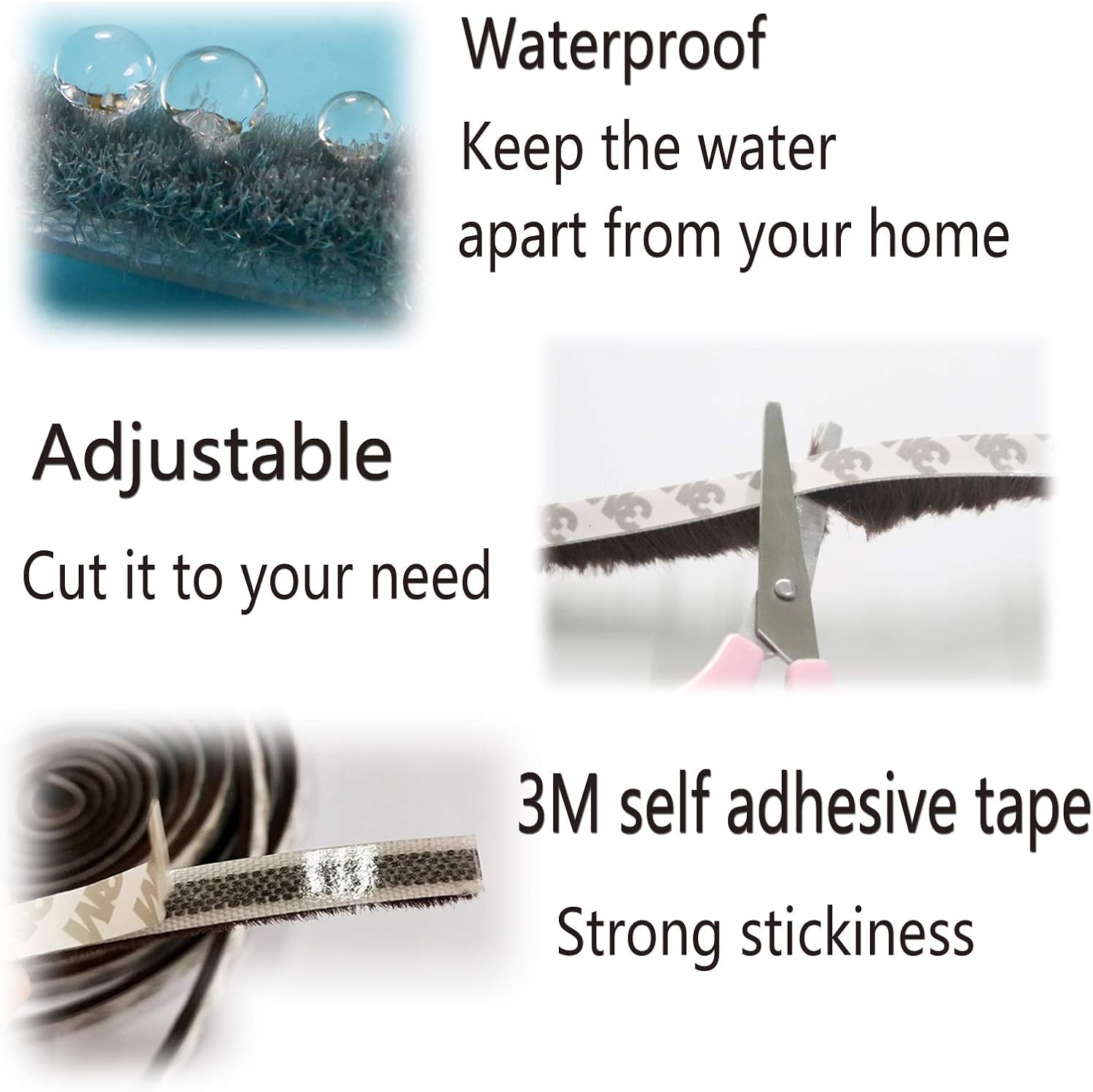 Weather Stripping Brush for Sliding Windows/Doors Frame Side,Pile Self Adhesive Weatherstrip Seal