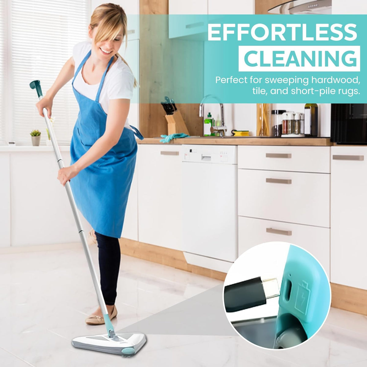 Zippi Sweeper Pro - 2025 New and Improved Lightweight Sweeper, Perfect for Short Carpet Hardwood