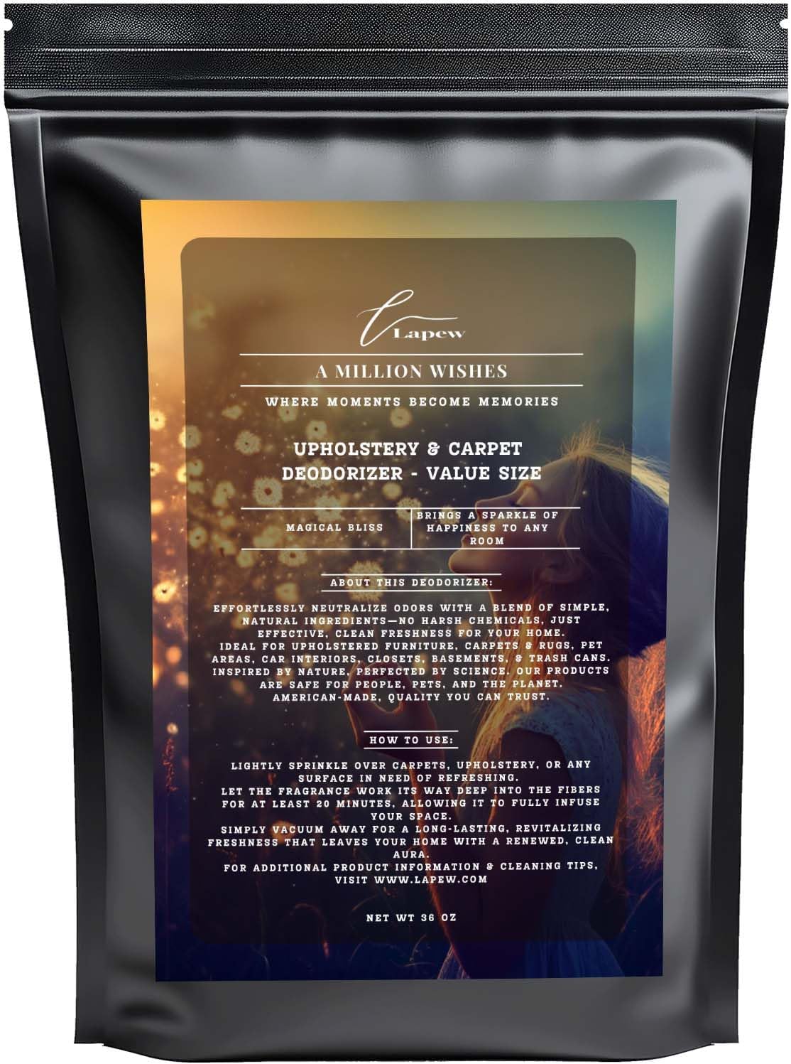A Million Wishes Carpet Freshener Powder Refill 36 oz | Powerful Odor Eliminator for Home |