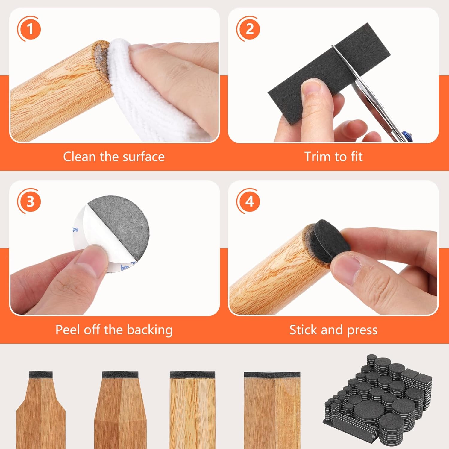 Felt Furniture Pads 300 Pieces, Furniture Pads for Hardwood Floors, Felt Pads for Chair Legs