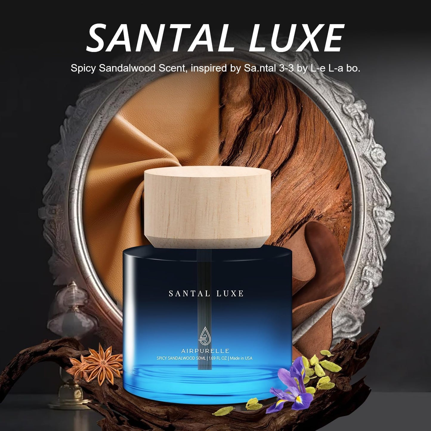 Car Air Freshener for Men & Women – Long-Lasting Spicy Sandalwood Essential Oil Diffuser for Car