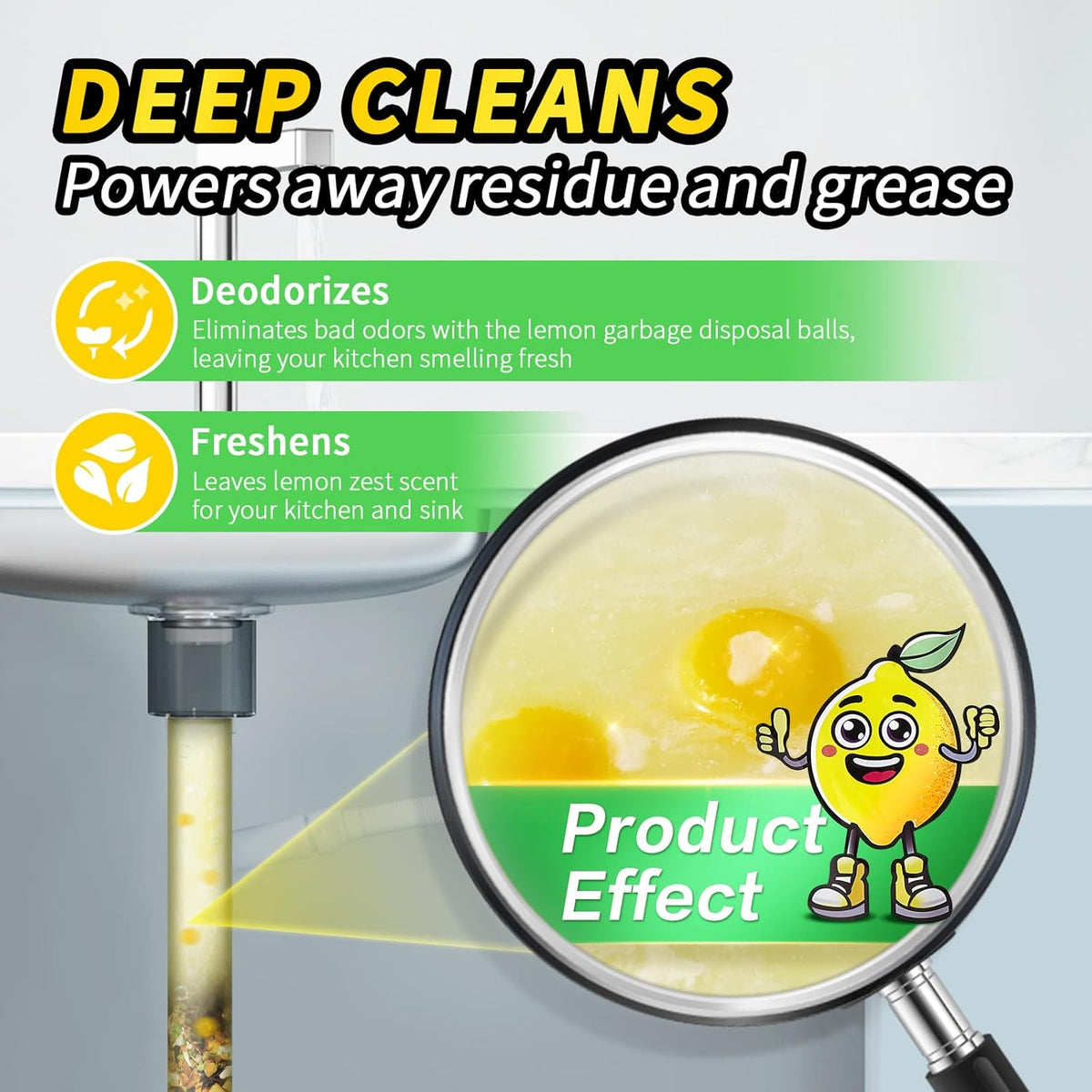 50 Count Garbage Disposal Cleaner and Deodorizer – Sink Odor Eliminator, New Powerful XL Sink Drain