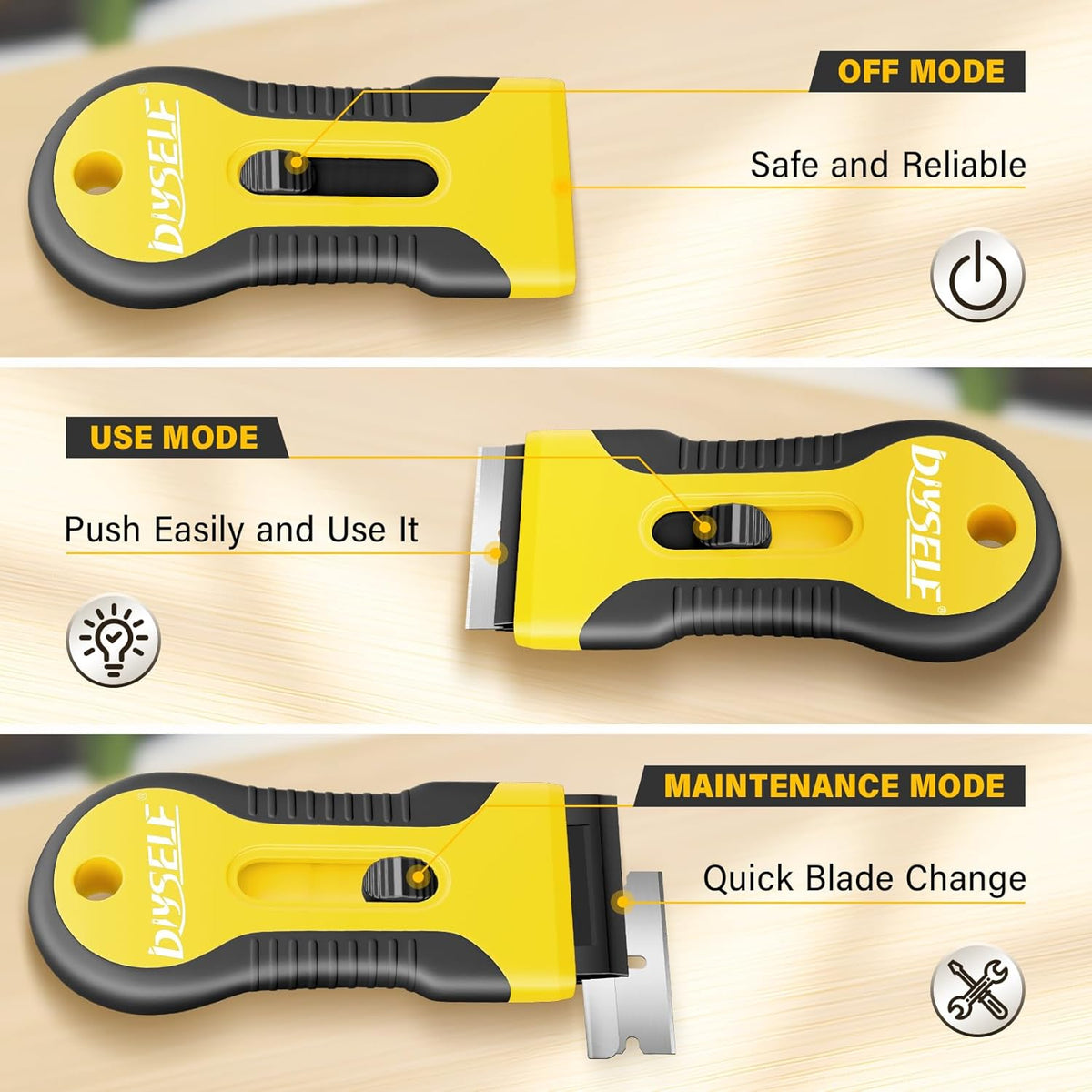 DIYSELF 2 Pack Razor Blade Scraper, Includes 10 PCS Additional Razor Blades, Streamlined Razor