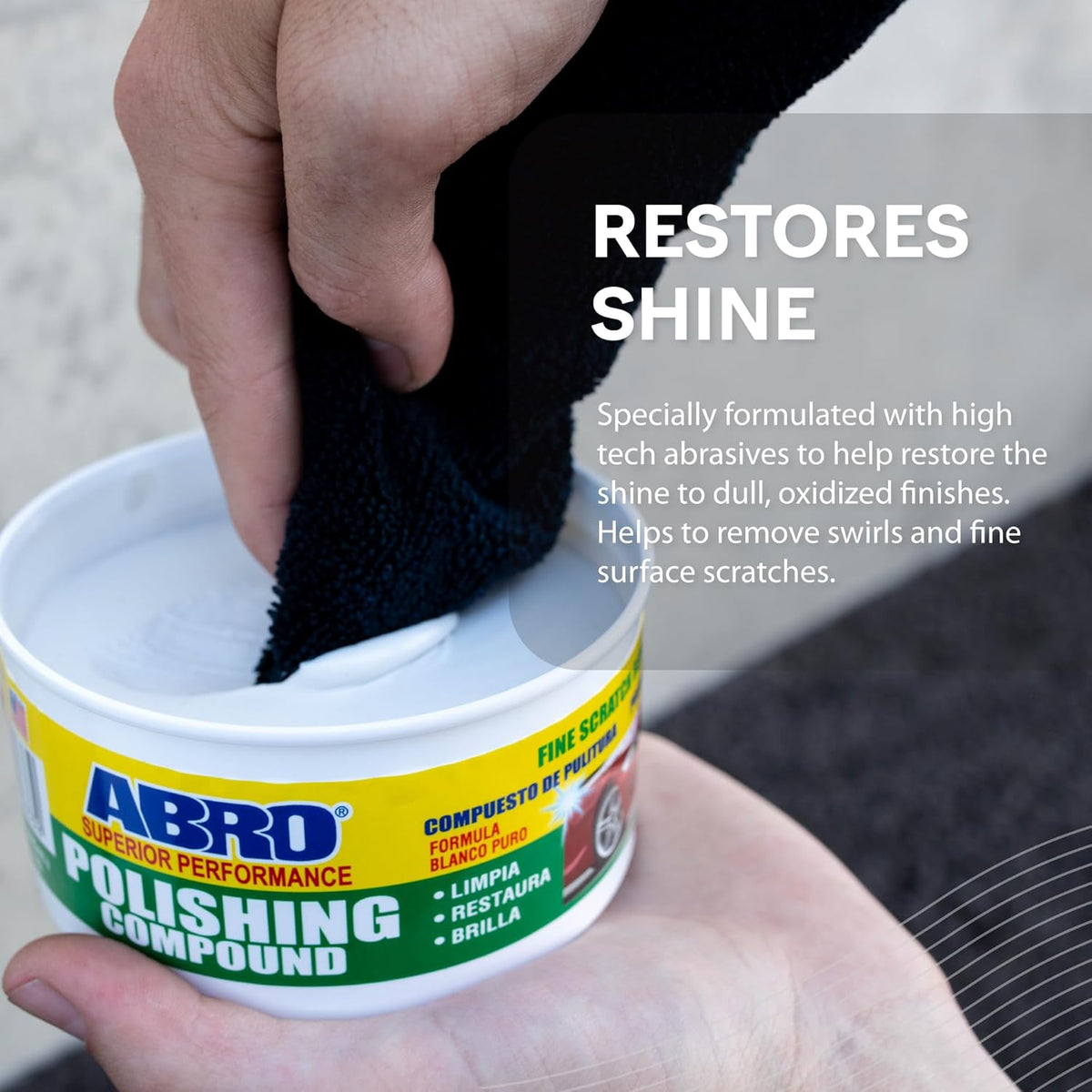 ABRO Superior Performance Car Polishing Compound for Oxidized Finishes, Buff, Shine, Smooth, &