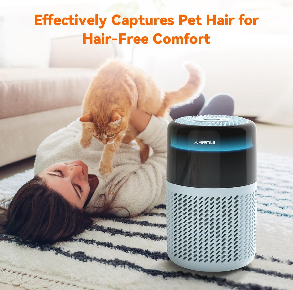 AIRROMI Air Purifier for Bedroom Home,HEPA Filter,Covers Upto 549 Ft²,Quiet 360°intake Air Cleaner