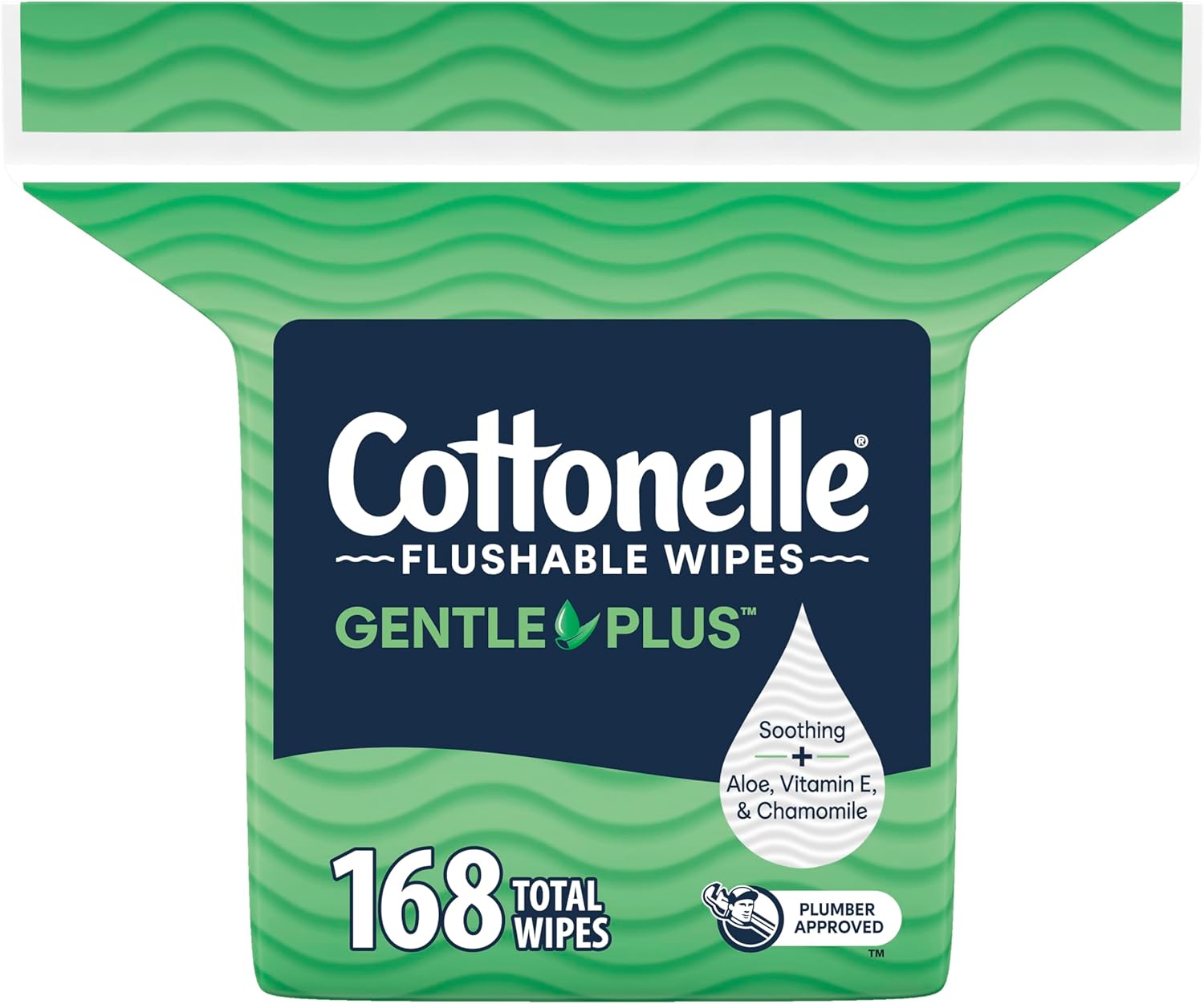 Cottonelle GentlePlus Flushable Wet Wipes with Aloe & Vitamin E, 1 Refill Pack, 168 Wipes Per Pack