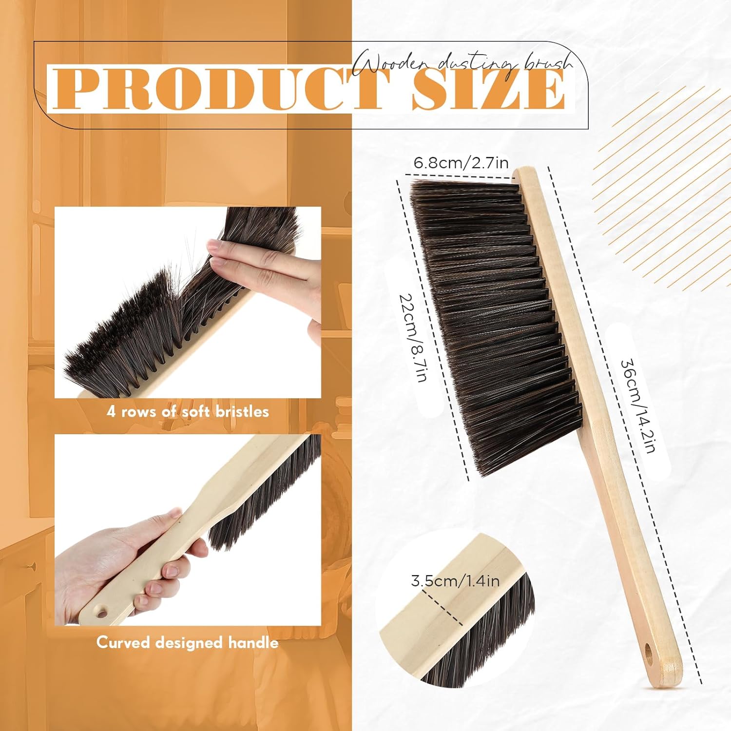 Tioncy 16 Pieces Wooden Dust Brush Bulk Hand Broom Bench Soft Bristle Cleaning Outdoor Furniture
