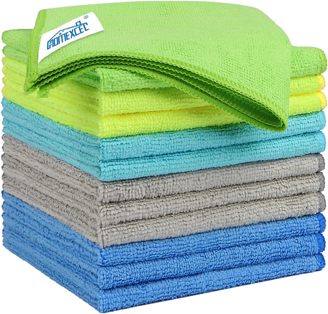 HOMEXCEL Microfiber Cleaning Cloth 12 Pack, 12.5 x 12.5 Inch Microfiber Towels for Cars, Ultra