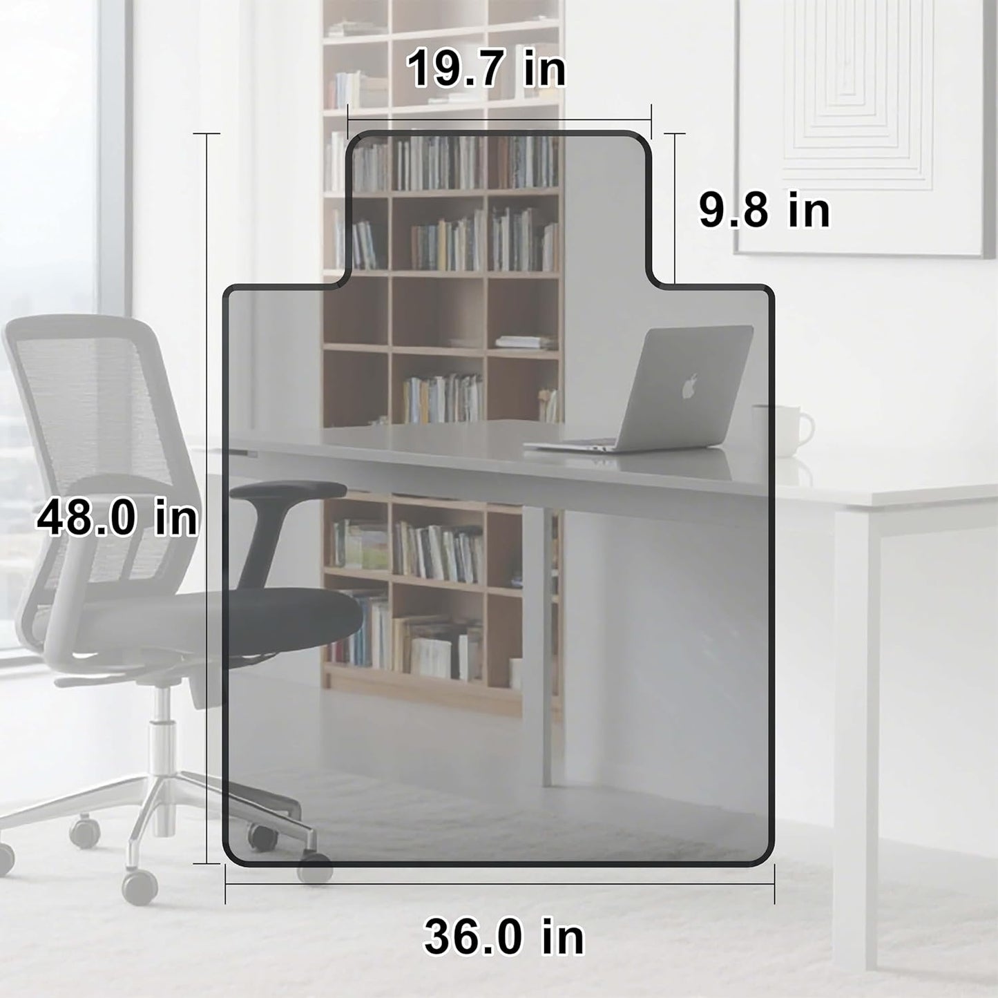 Beveled Edge Irregular Office Chair Mat with Lip for Carpet or Hardwood Floor Crystal Gray 36" x