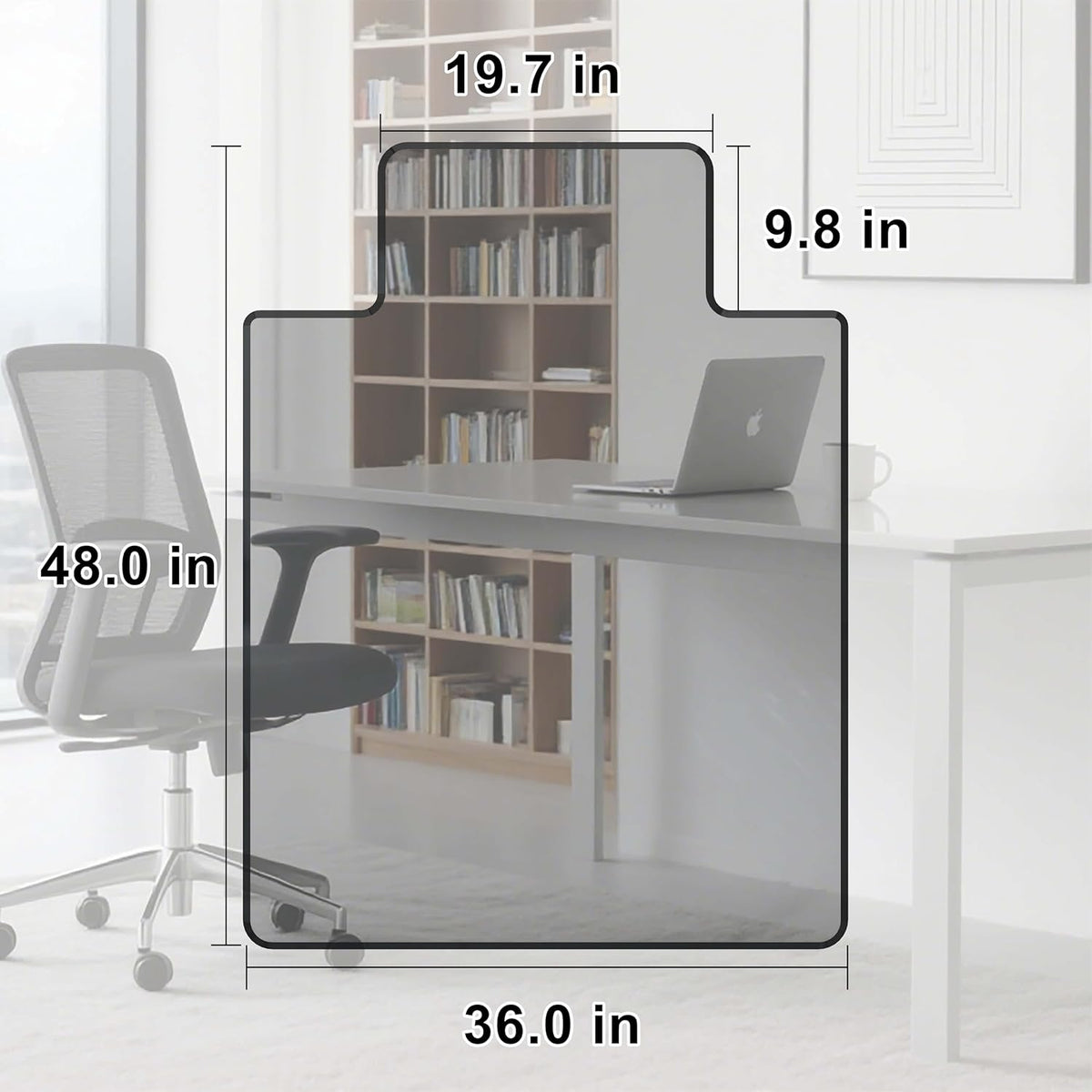 Beveled Edge Irregular Office Chair Mat with Lip for Carpet or Hardwood Floor Crystal Gray 36" x
