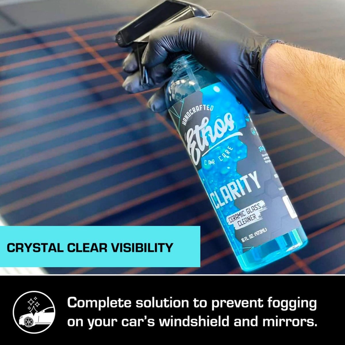 Ethos Clarity V2 - Ceramic Glass Cleaner and Water Repellent - Streak-Free Window Cleaner with