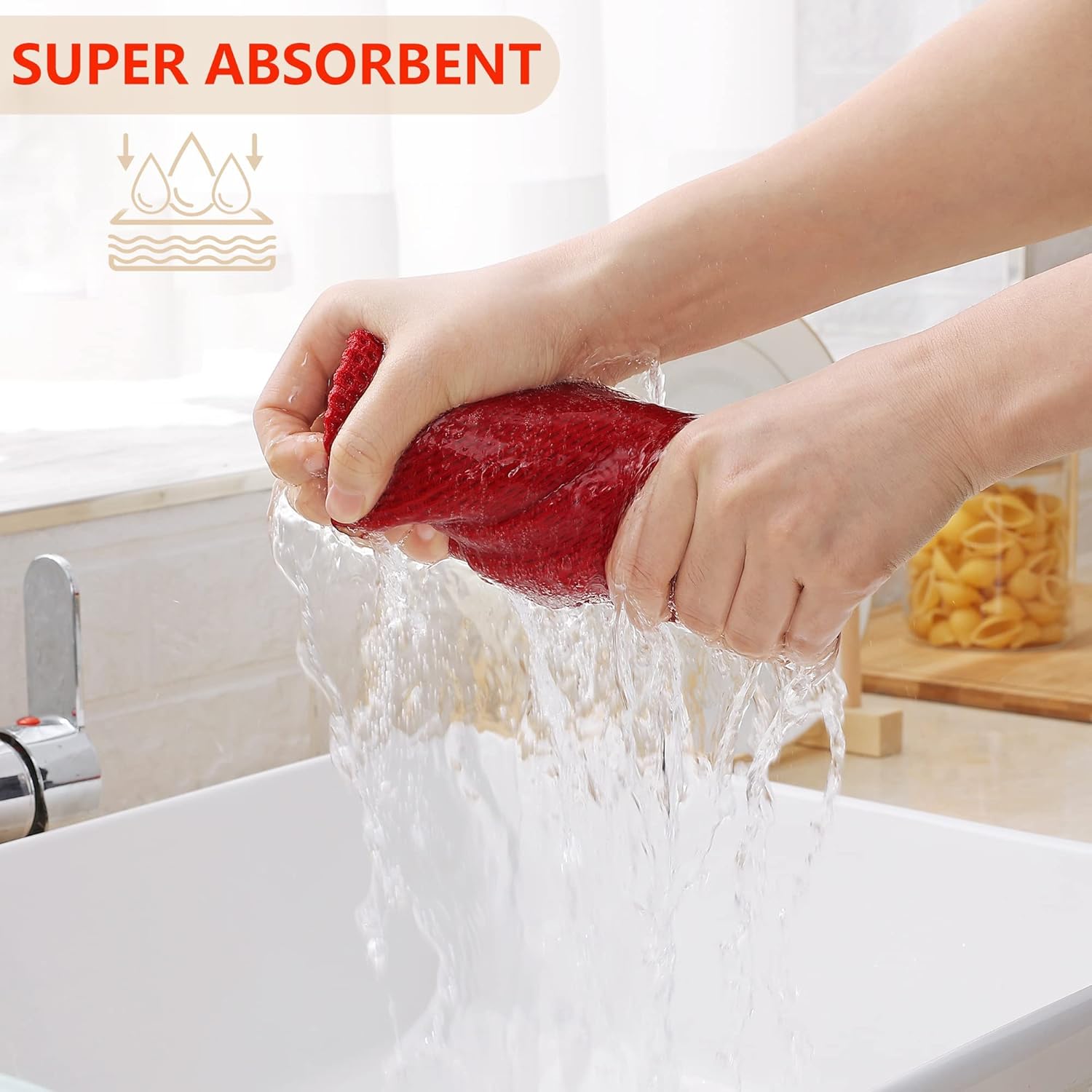 Homaxy 100% Cotton Waffle Weave Kitchen Dish Cloths, Ultra Soft Absorbent Quick Drying Dish Towels