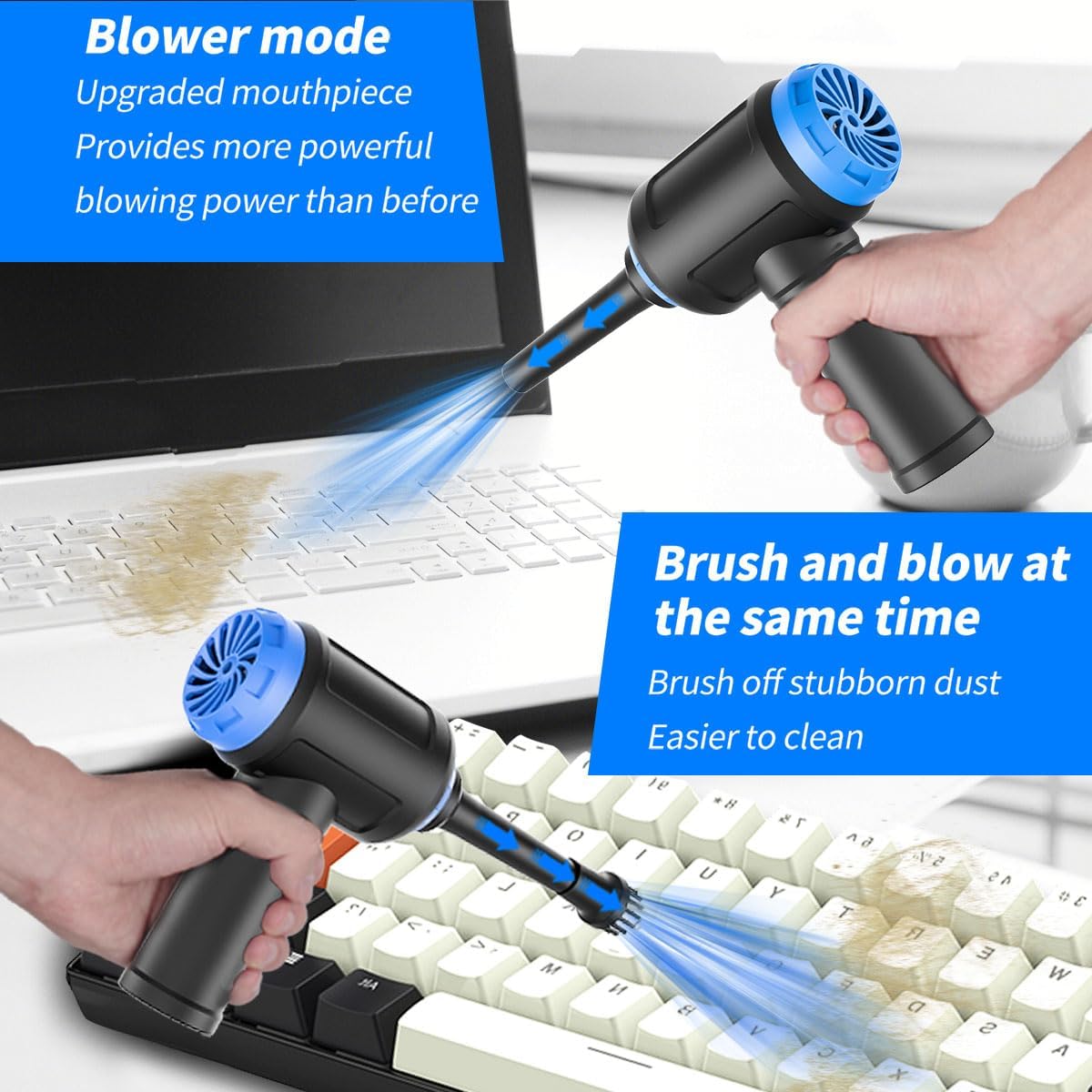 Air Duster - Computer Vacuum Cleaner - for Keyboard Cleaning - Cordless Canned Air - 110000RPM