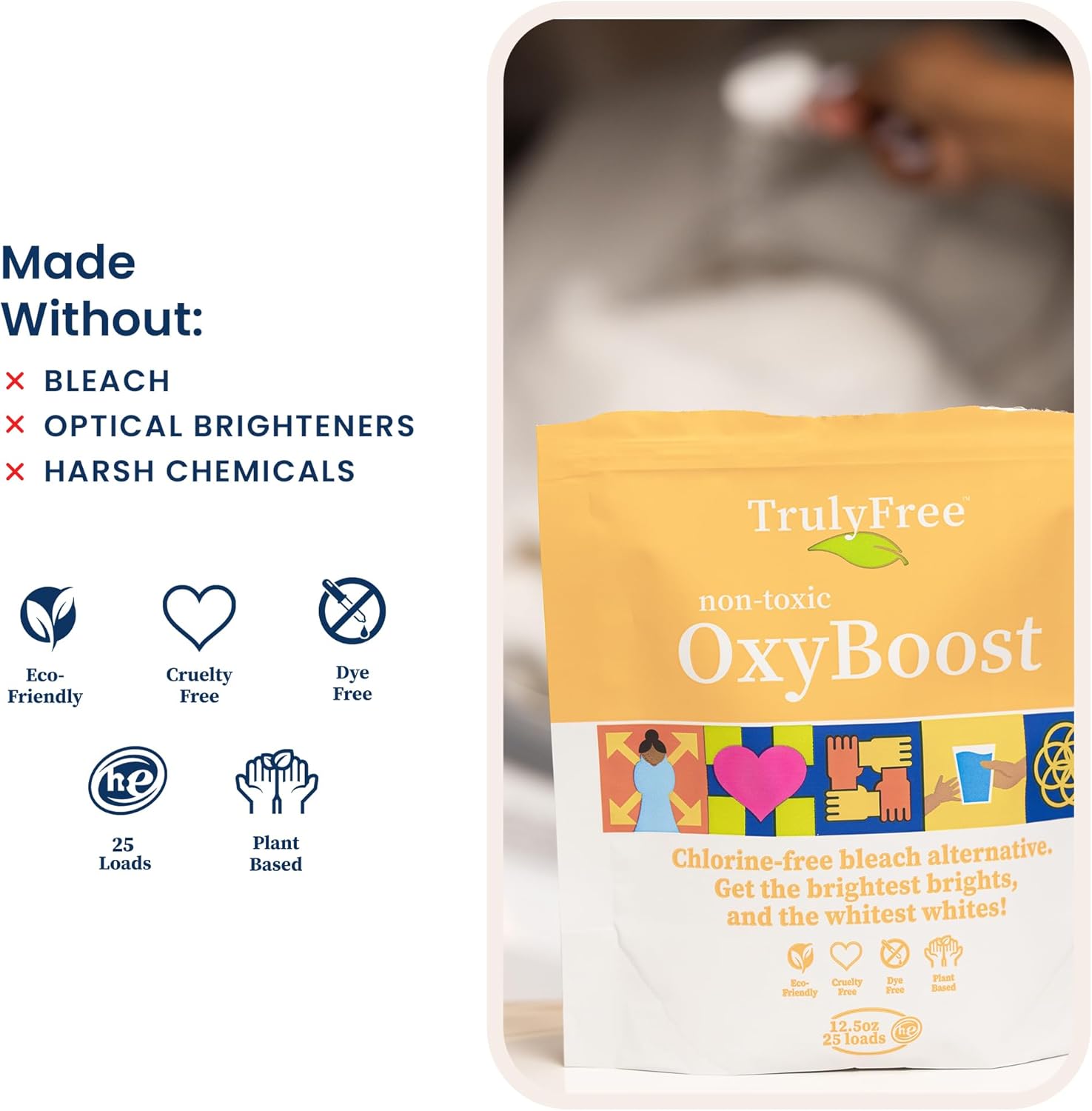 Truly Free OxyBoost - Oxygen Stain Remover Powder for Laundry | Color Safe Stain Remover for
