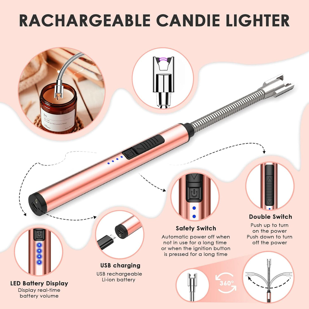 6 in 1 Candle Accessory Set,Candle Wick Trimmer Cutter,Candle Wick Dipper,Candle Wick Snuffer