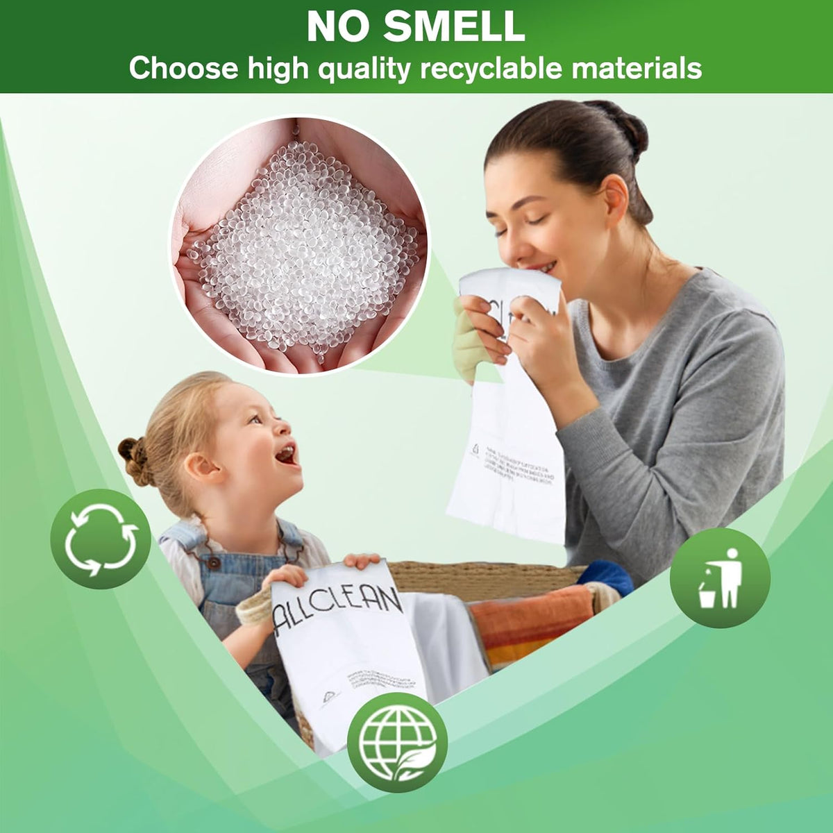 Trash Bags 4 Gallon Small Kitchen Drawstring Bathroom Garbage Bags, Fit 2-4 Gal Bins,Extra